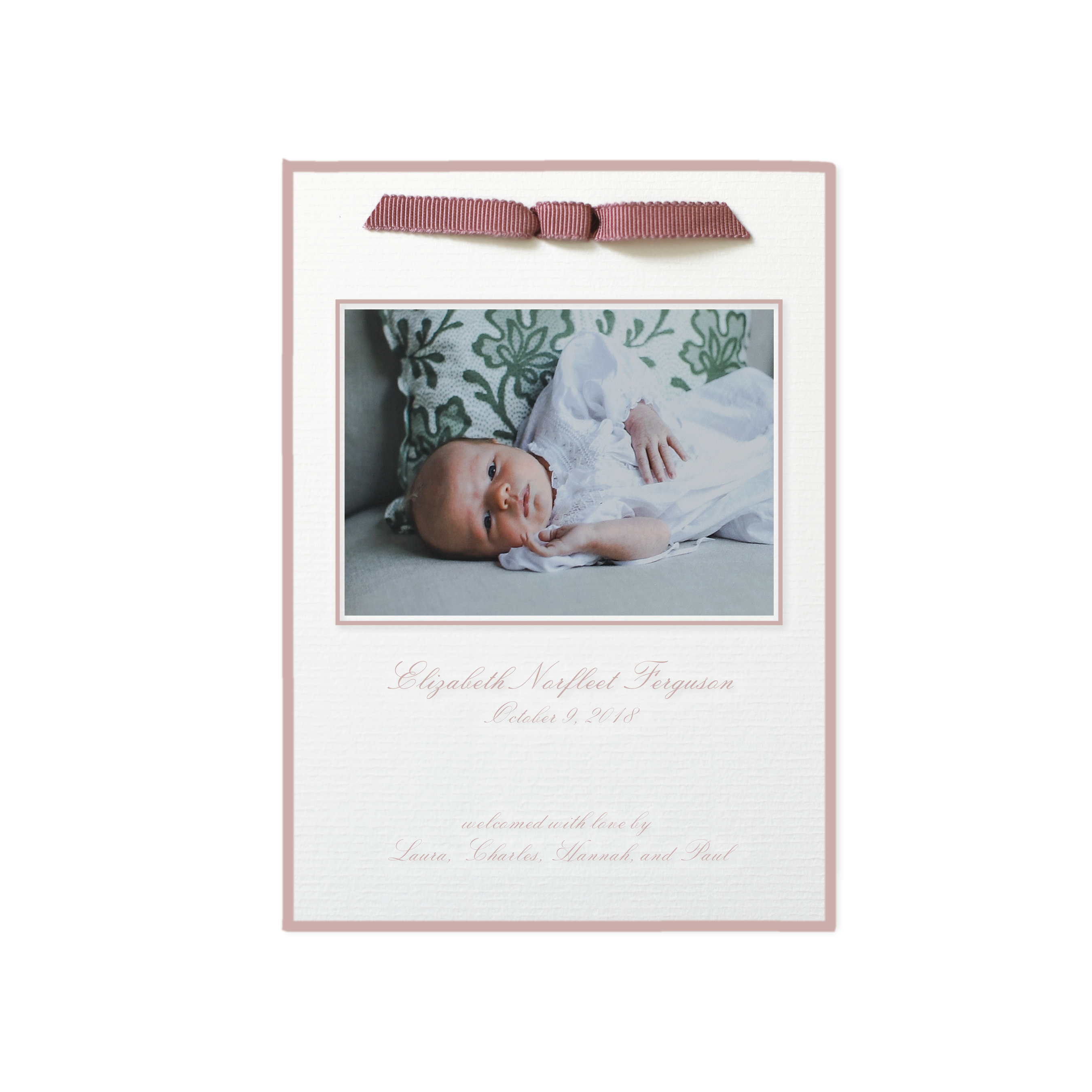 Sutton Ribbon Photo Birth Announcement