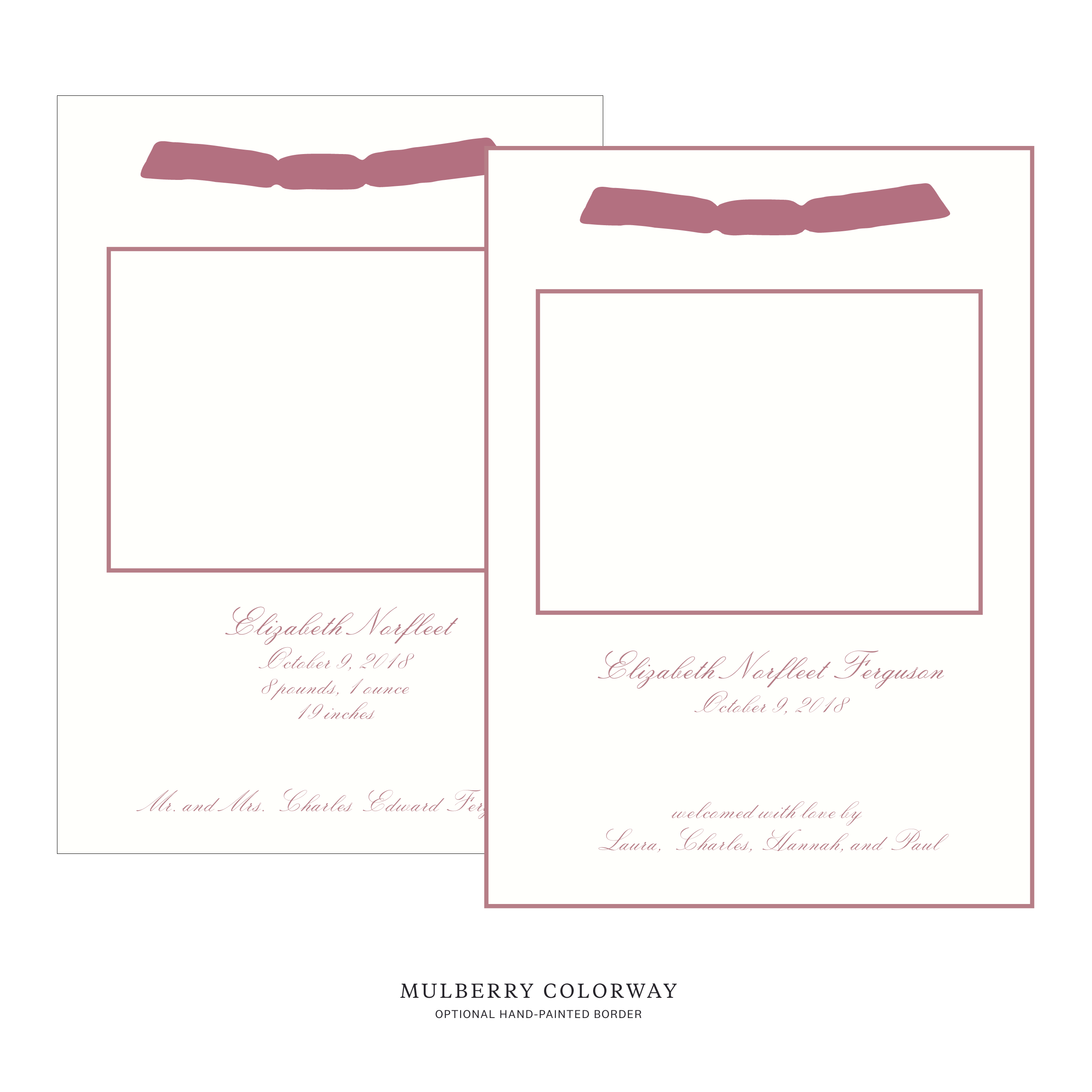 Sutton Ribbon Photo Birth Announcement