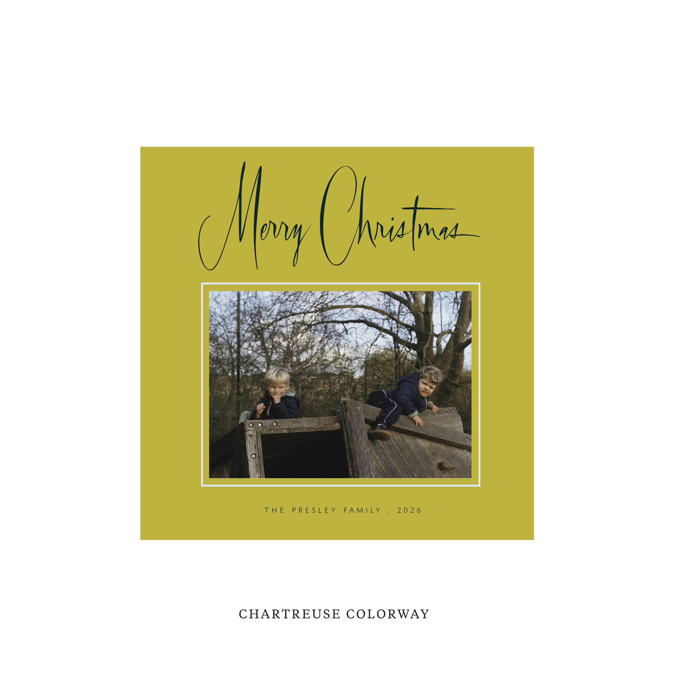 Presley Classic Flat Print Holiday Card, Square