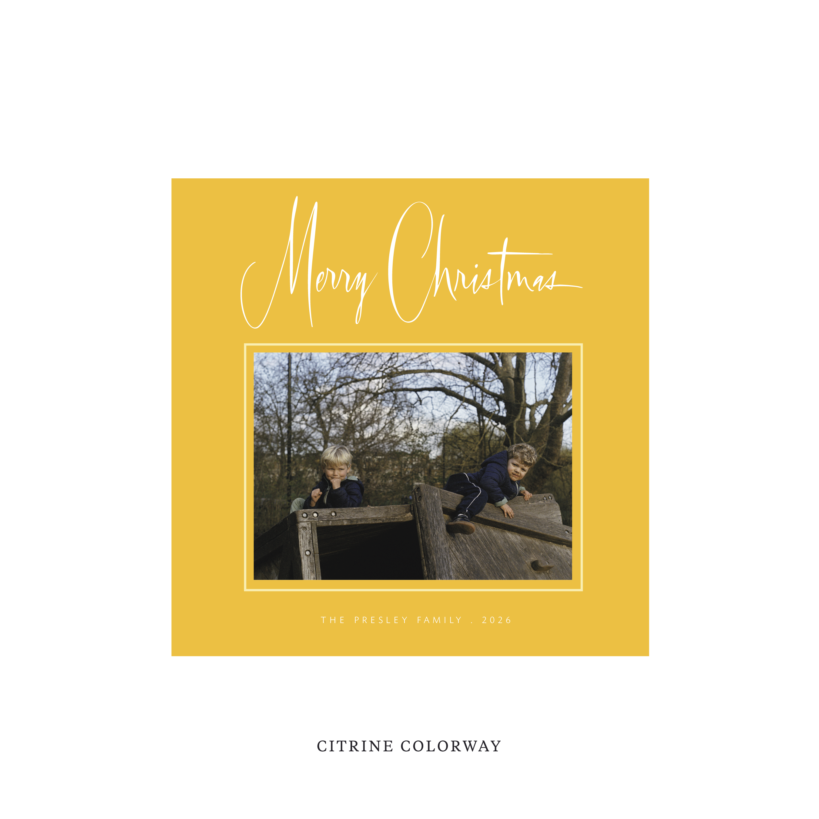 Presley Classic Flat Print Holiday Card, Square