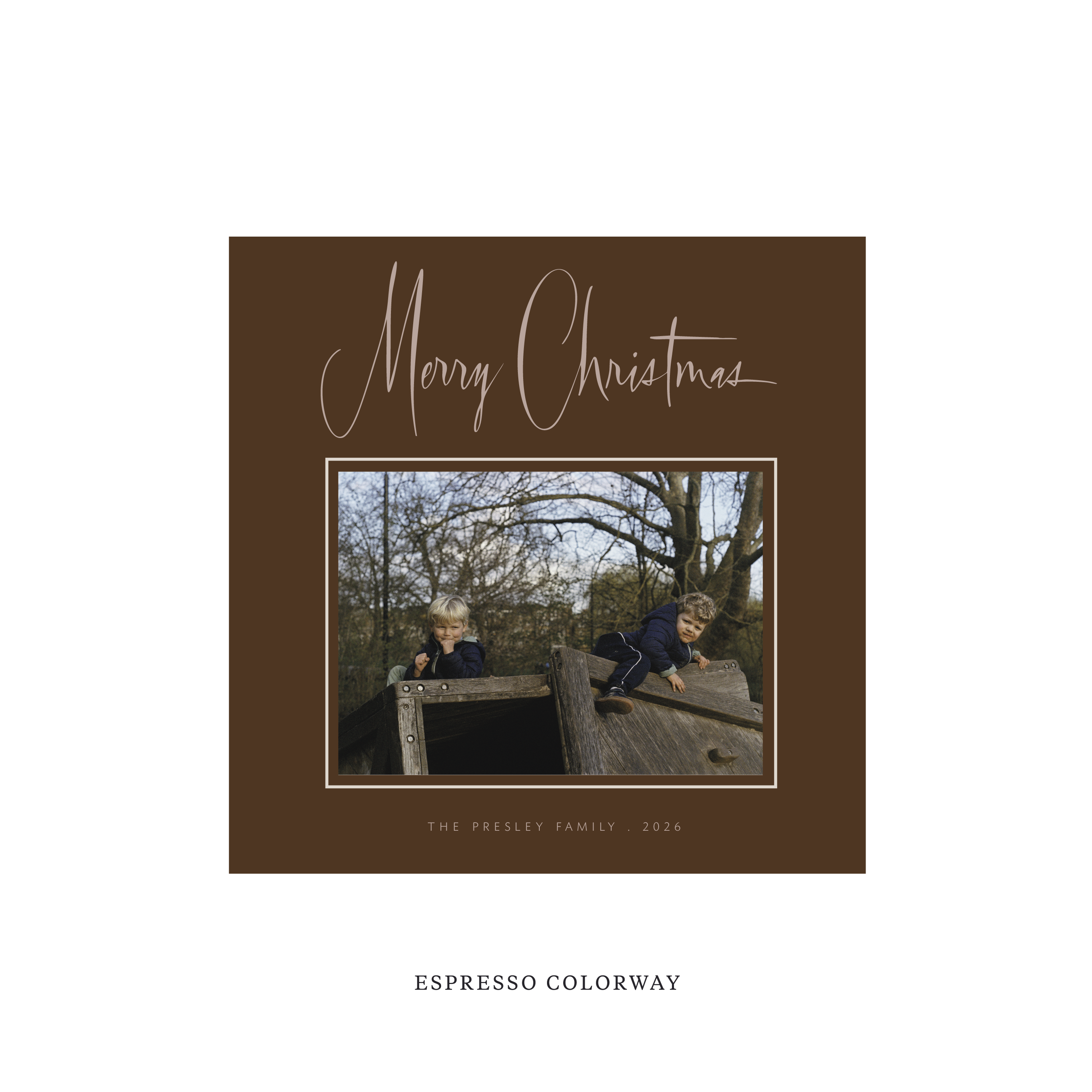 Presley Classic Flat Print Holiday Card, Square
