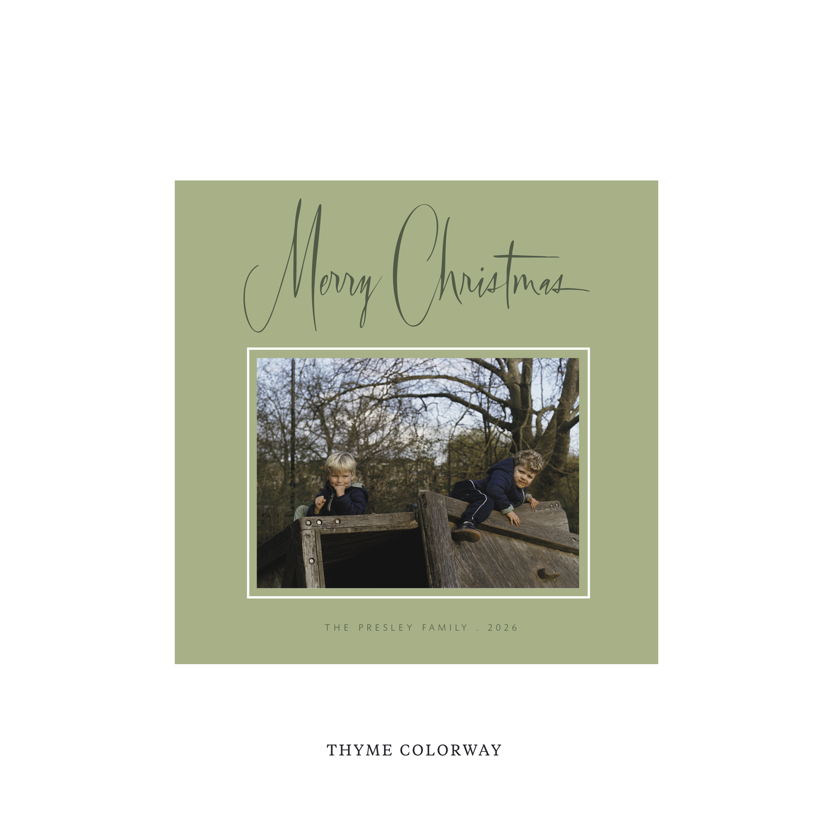 Presley Classic Flat Print Holiday Card, Square