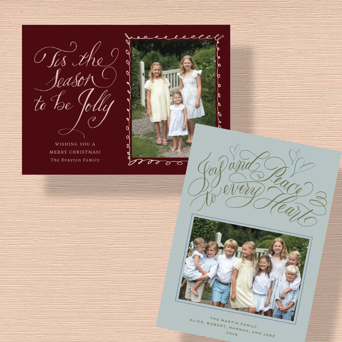 Classic flat print photo mount holiday cards