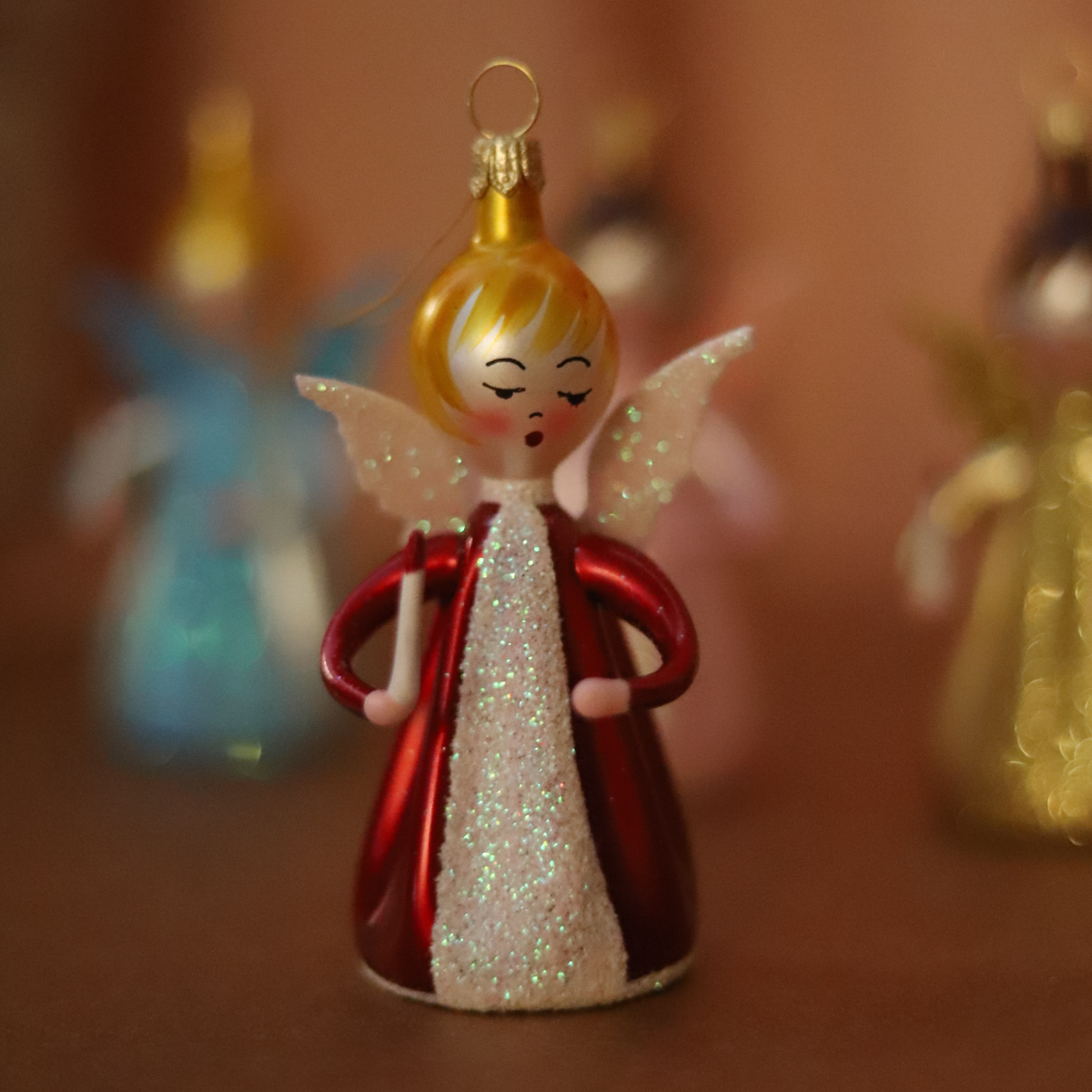 Crimson Little Angel Italian Glass Ornament