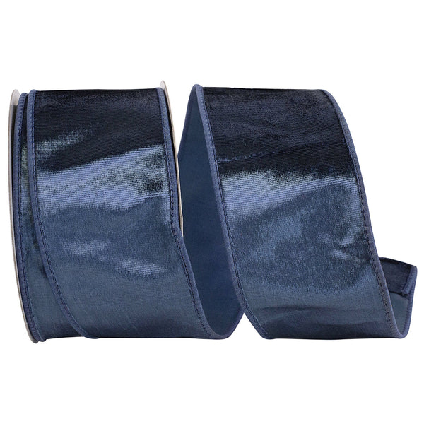 Blue Wide Plush Velvet Wired Ribbon