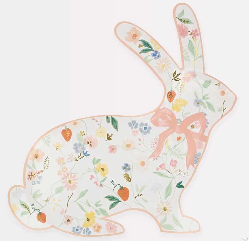 Spring Floral Bunny Shaped Plates