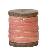 Blush Velvet Ribbon With Metallic Edge