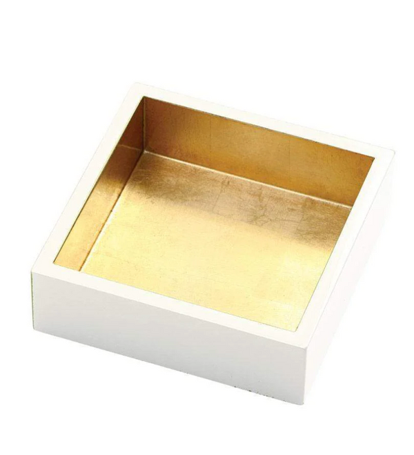 Ivory With Gold Lacquer Cocktail Napkin Holder