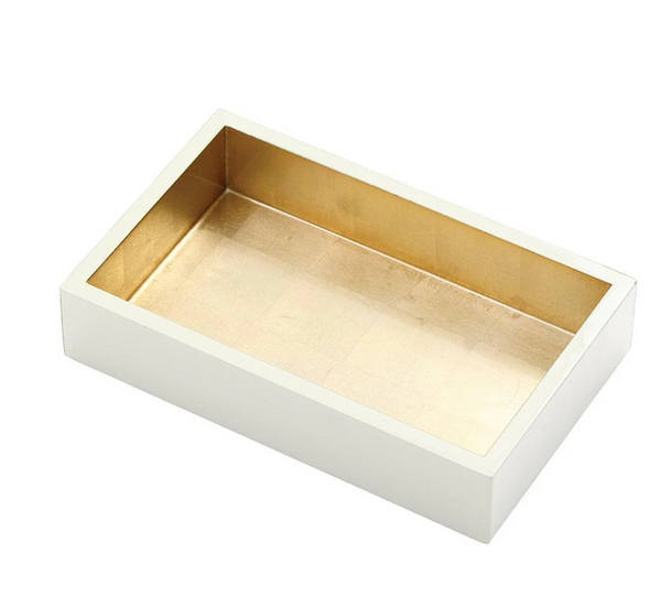 Lacquer Guest Towel Napkin Holder in Ivory / Gold
