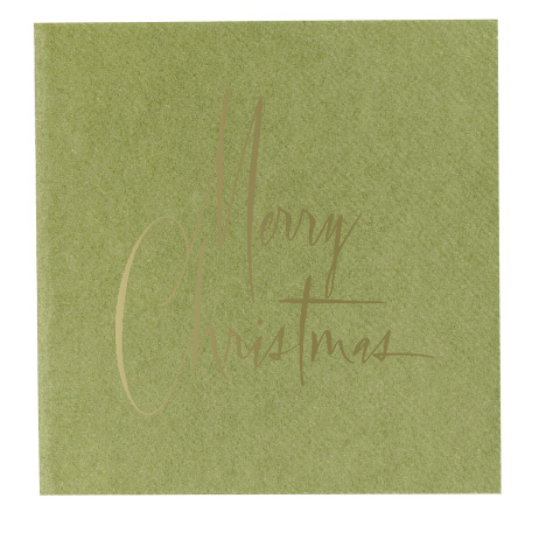Merry Christmas Green Petite Napkins