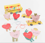 School Bus Valentine's Cards & Bracelets Set