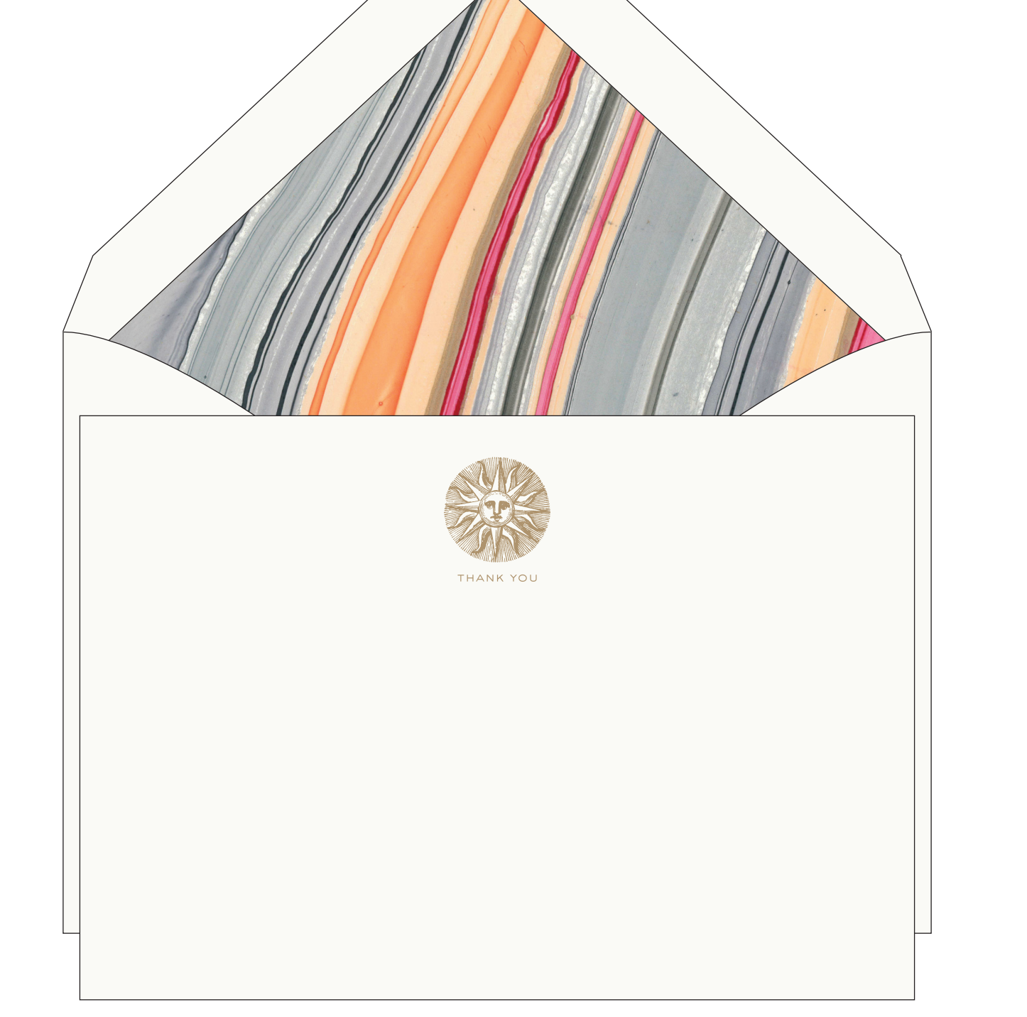 Vintage Sun Engraved Thank You Notes (Set of 8)