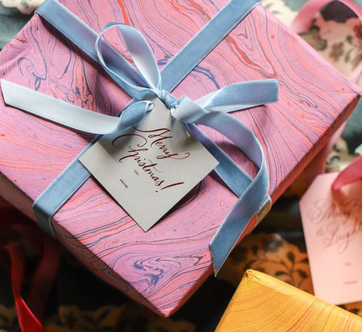 Fuchsia Marble Gift Wrap Sheets (Set of 3)