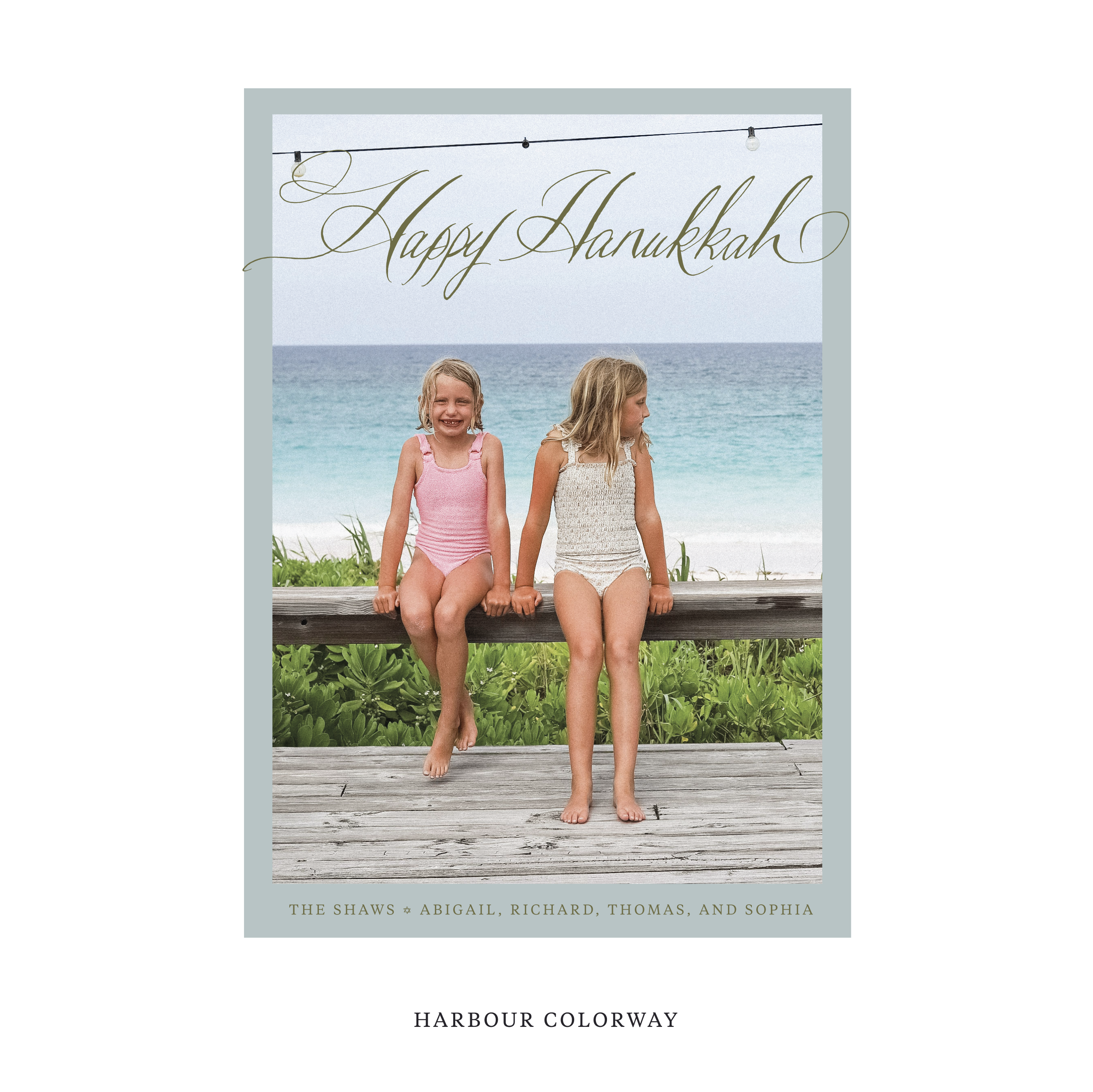 Celebrate the season with the Shaw "Happy Hanukkah" Holiday Card by Stovall Collection. Featuring original hand-lettered artwork, this luxury personalized photo mount holiday card is available in 22 thoughtfully curated flat printing colorways.