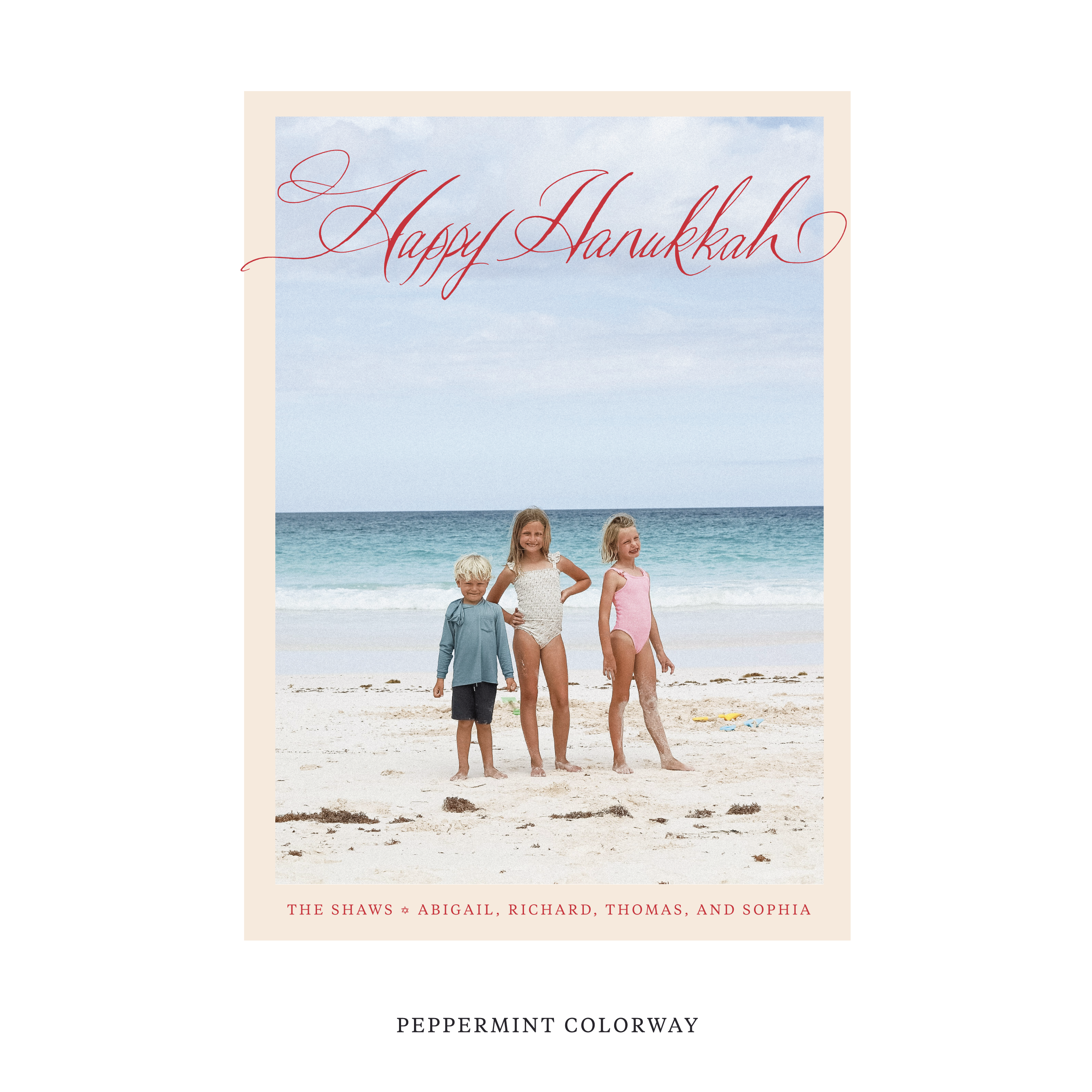 Celebrate the season with the Shaw "Happy Hanukkah" Holiday Card by Stovall Collection. Featuring original hand-lettered artwork, this luxury personalized photo mount holiday card is available in 22 thoughtfully curated flat printing colorways.