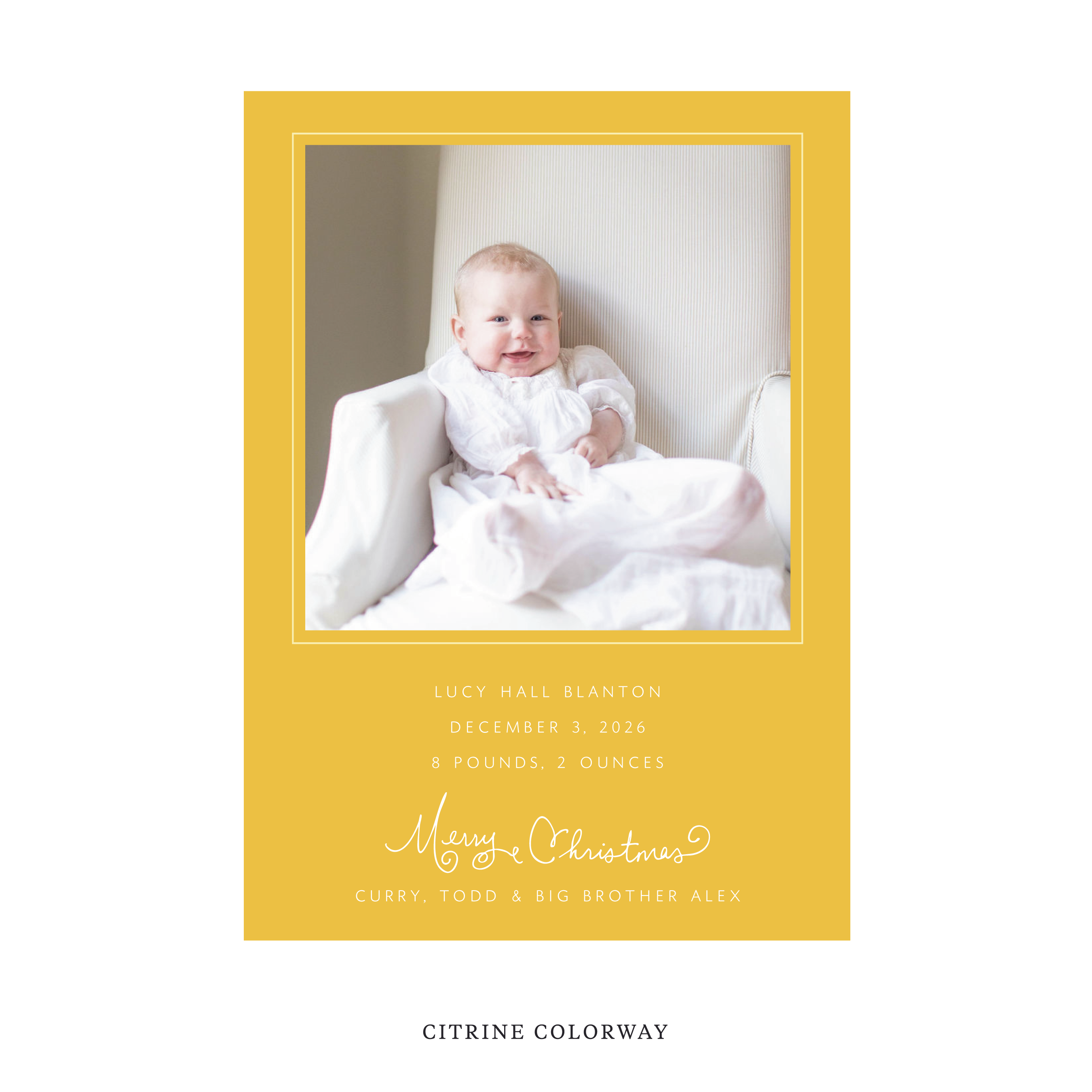 Sinclair Classic Flat Print Holiday Card, Large Birth Announcement