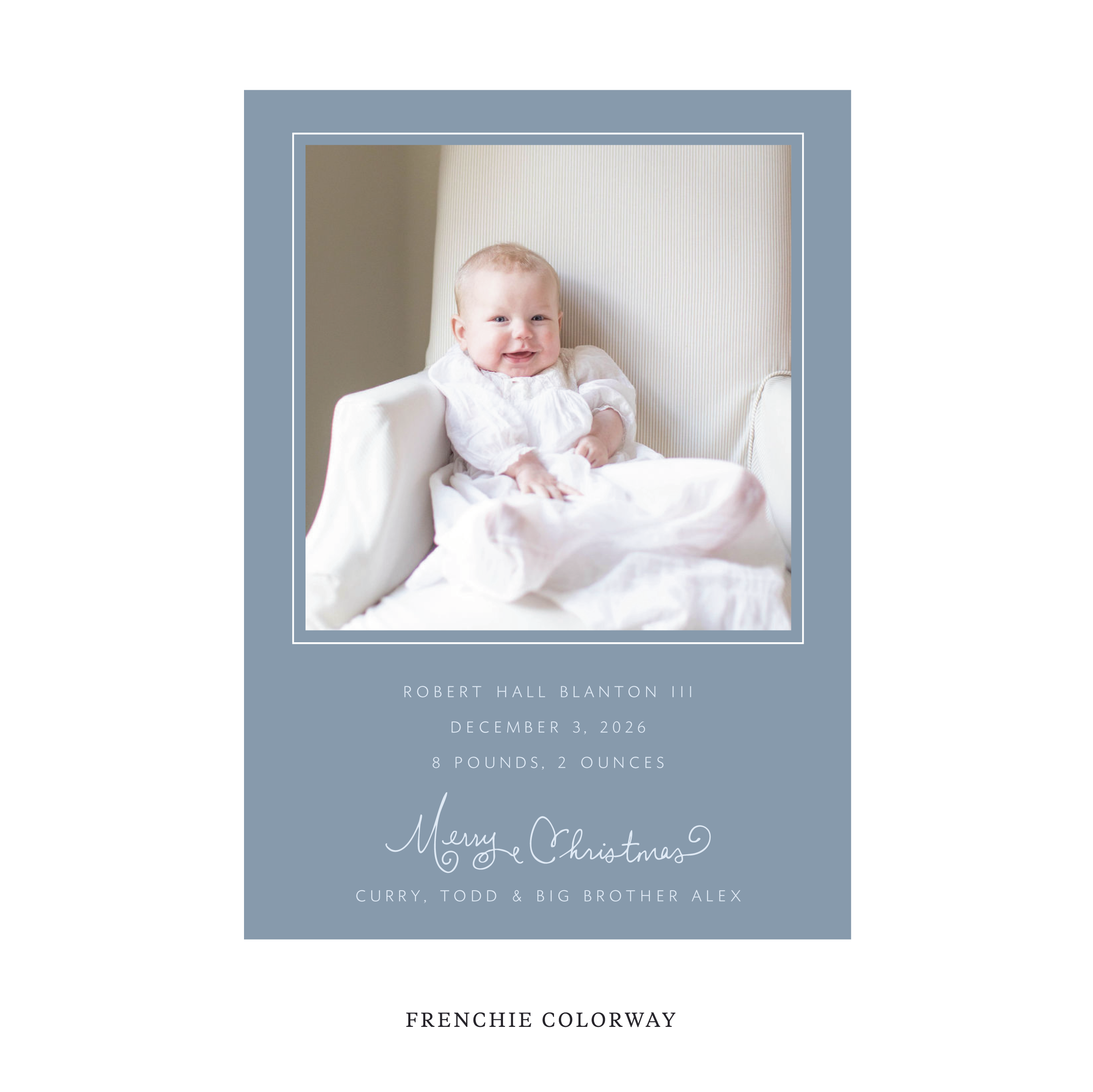 Sinclair Classic Flat Print Holiday Card, Large Birth Announcement
