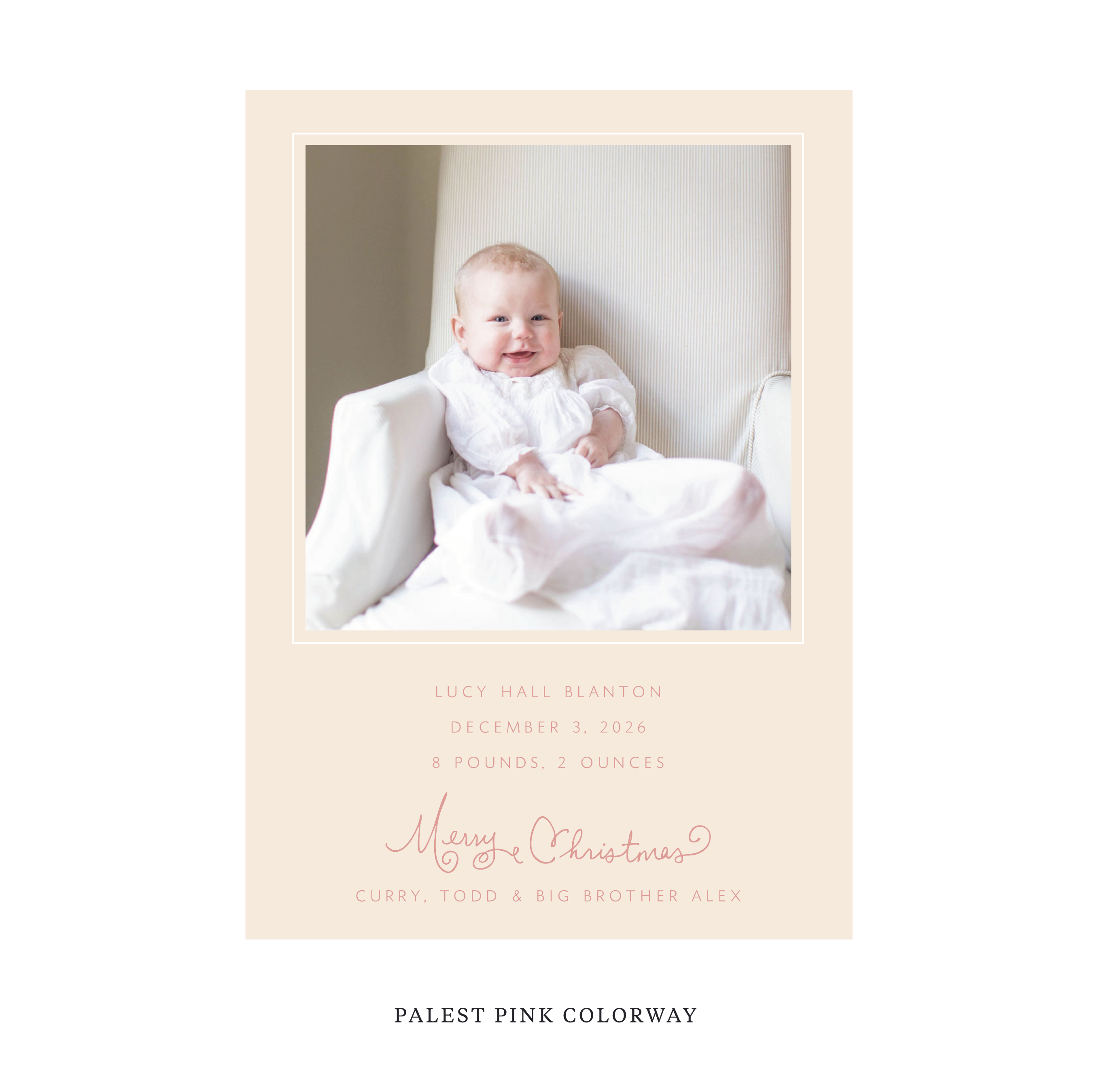 Sinclair Classic Flat Print Holiday Card, Large Birth Announcement