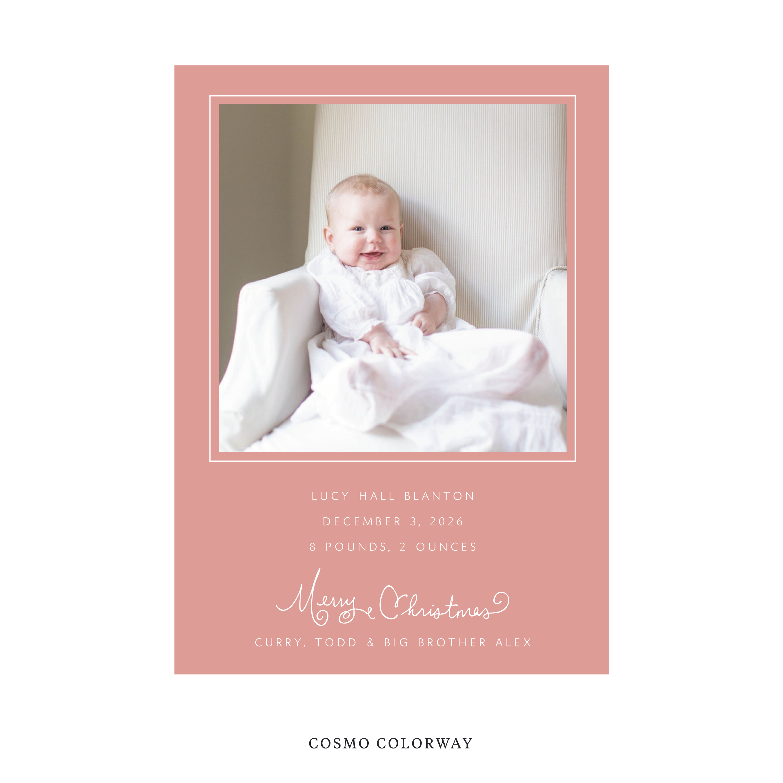 Sinclair Classic Flat Print Holiday Card, Large Birth Announcement