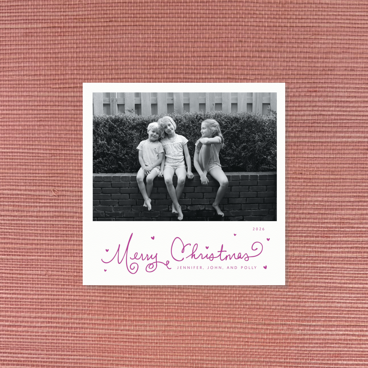 Sinclair Letterpress Holiday Card, Small Square (White Paper)