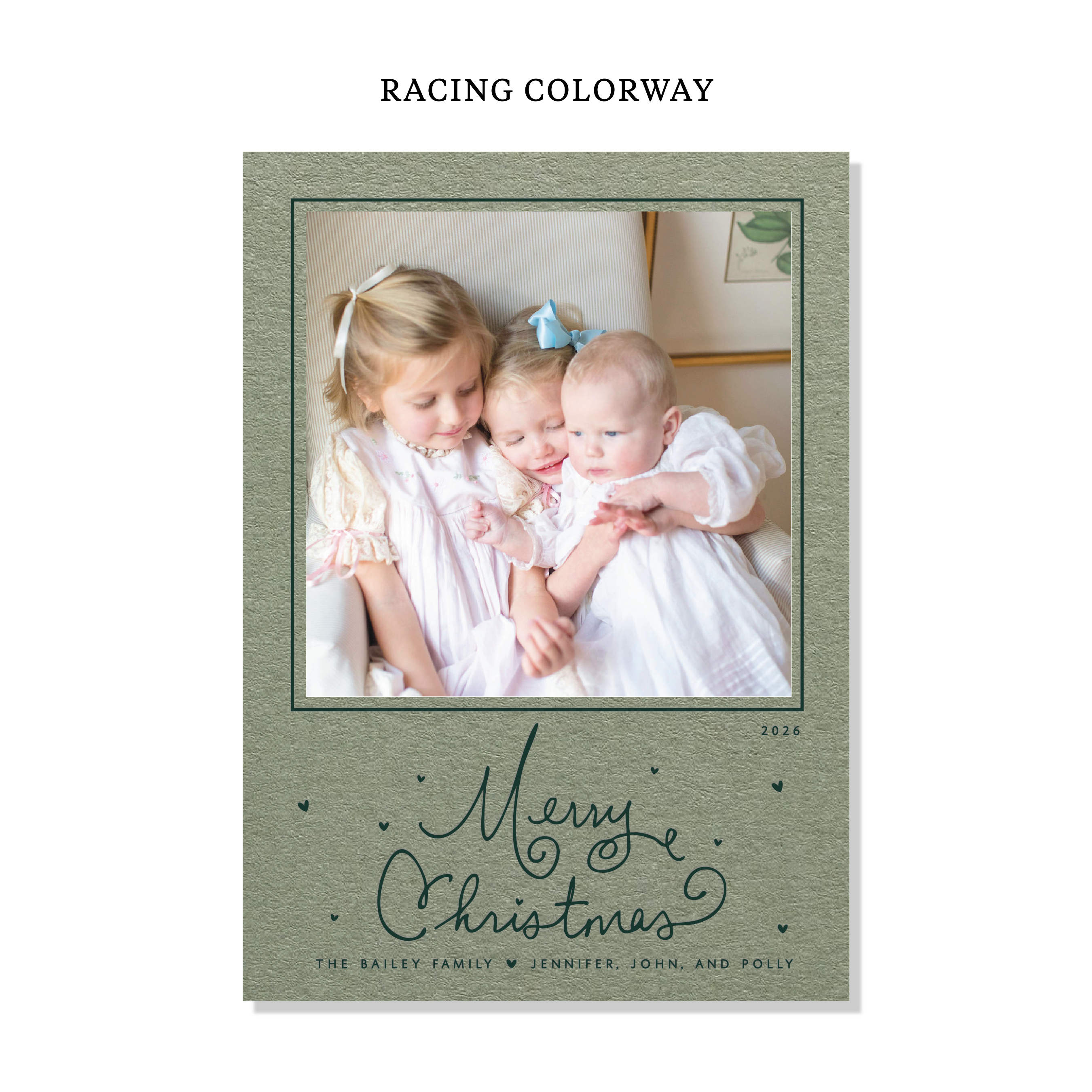 Sinclair Letterpress Holiday Card, Large (Colored Paper)