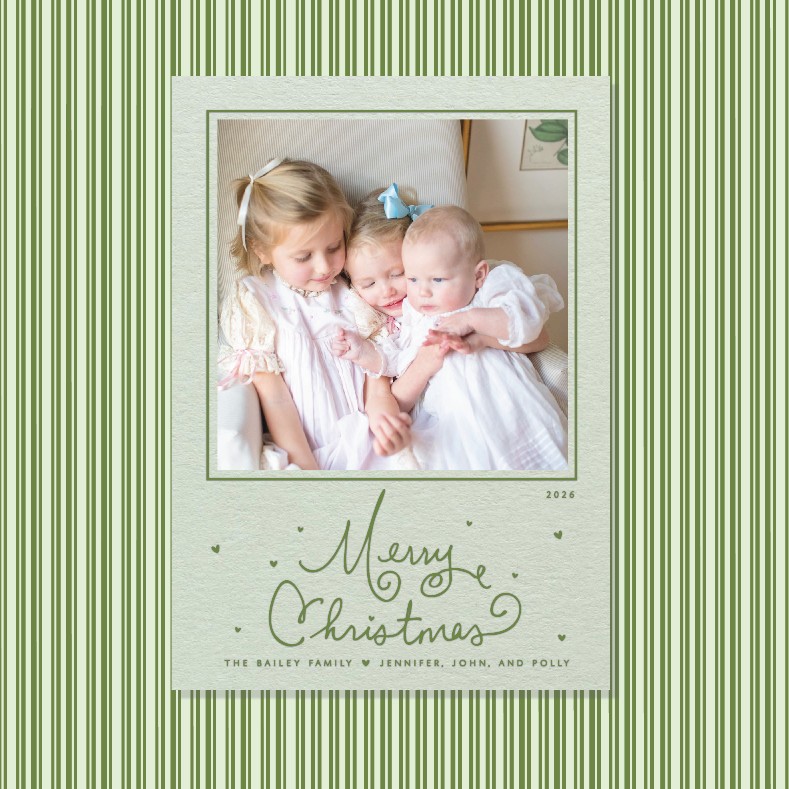 Sinclair Letterpress Holiday Card, Large (Colored Paper)