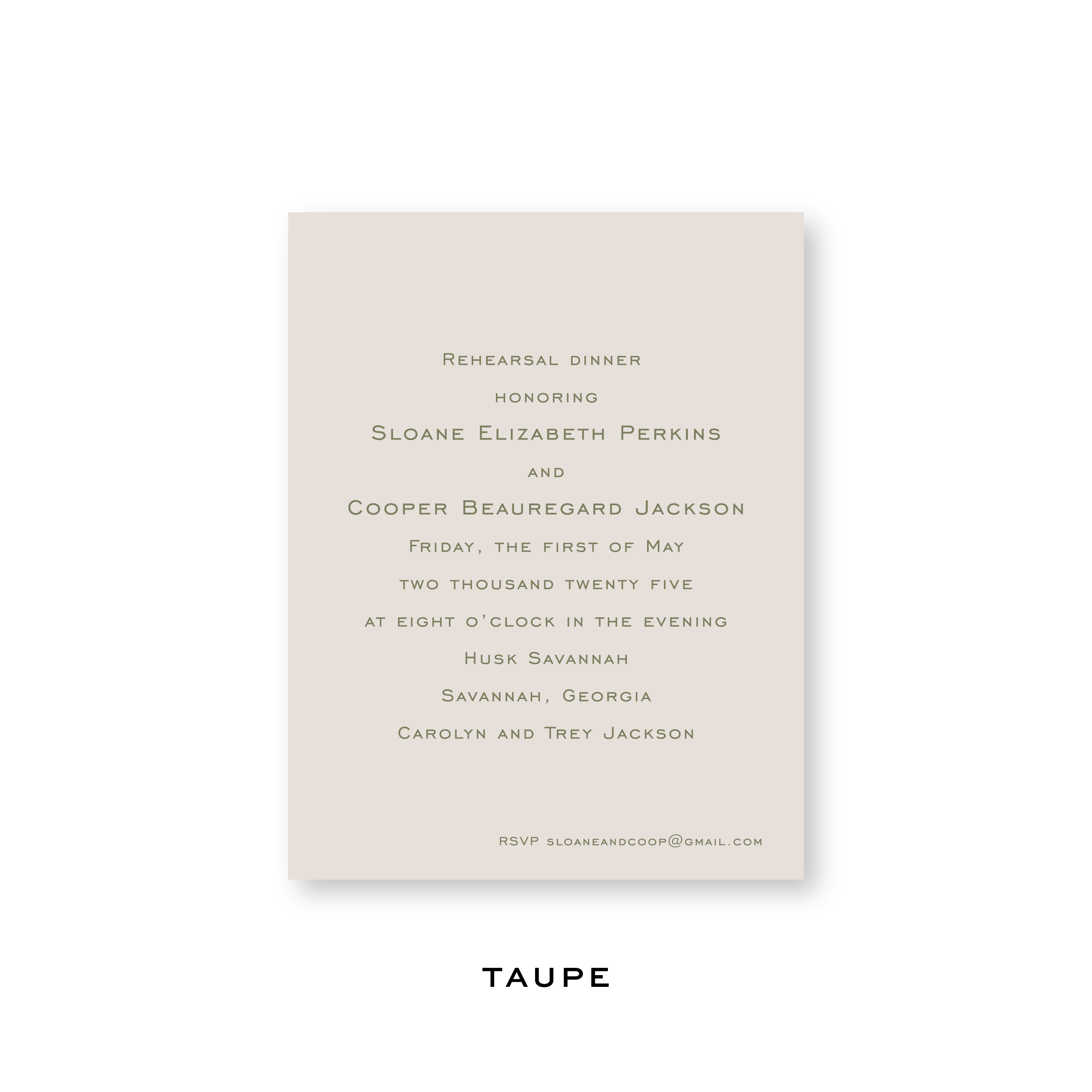 Sloan Rehearsal Dinner Invitation