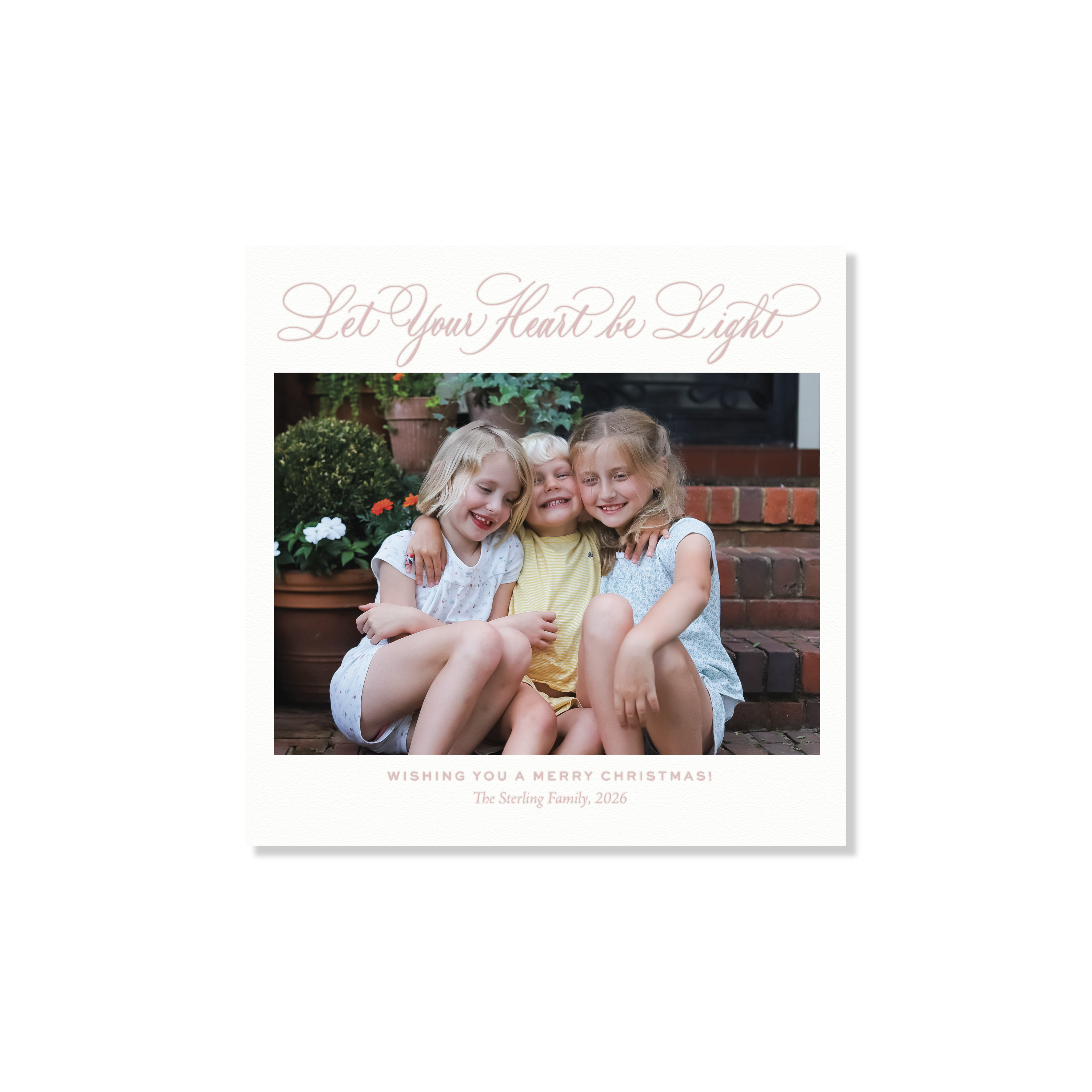 Sterling Letterpress Holiday Card, Small Square (White Paper)