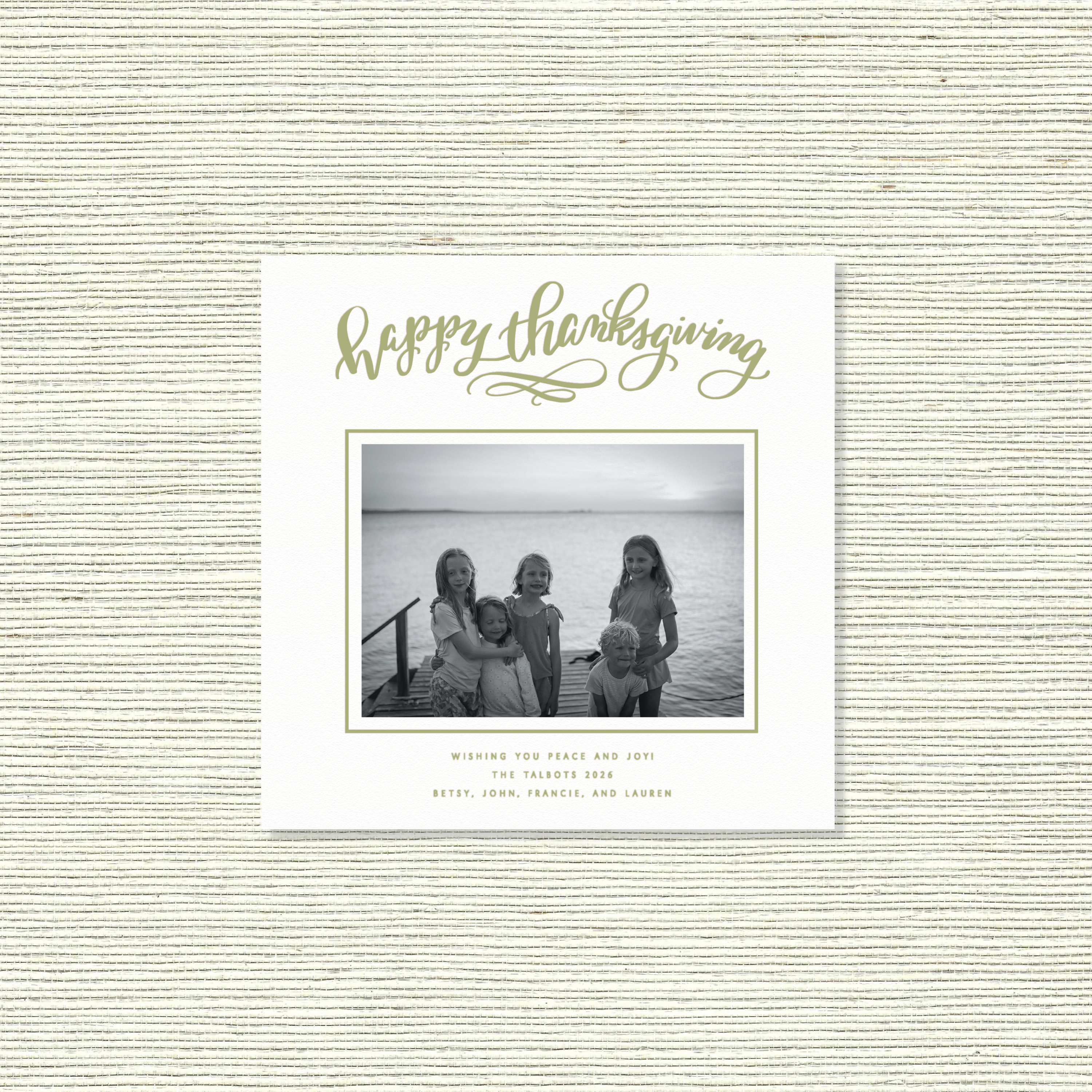 Talbot Letterpress Holiday Card, Small Square (White Paper)