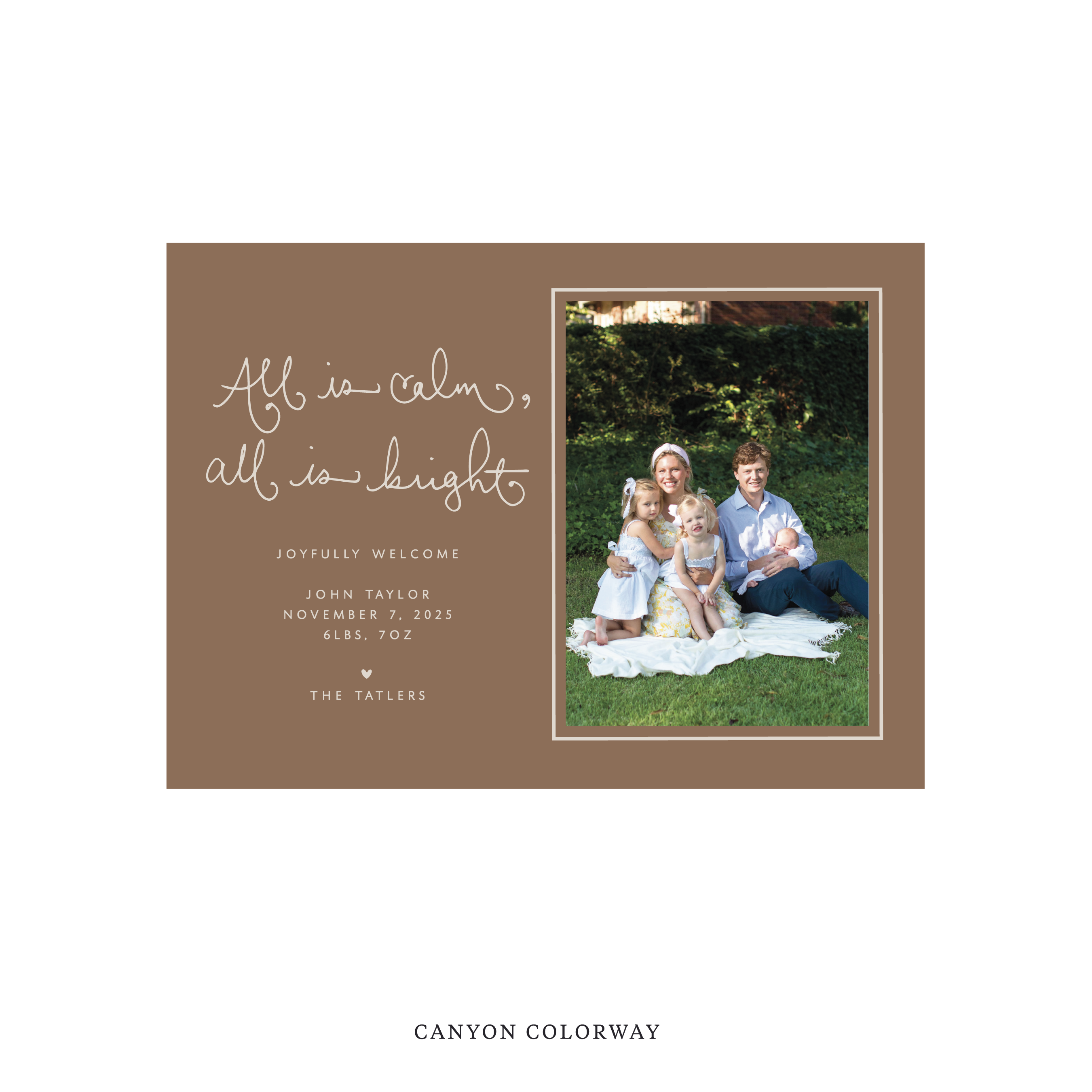 Tatler Classic Flat Print Holiday Card, Birth Announcement Medium