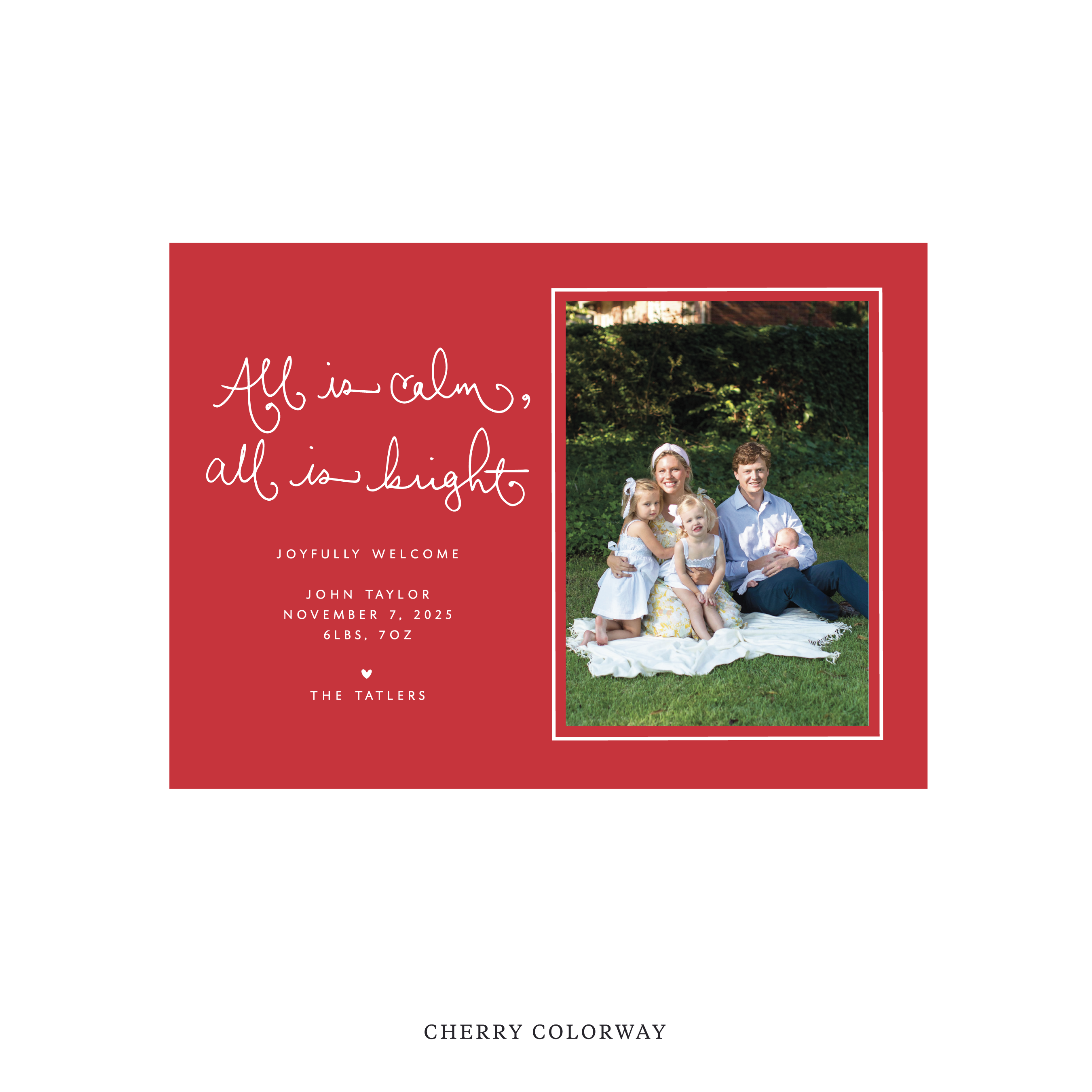 Tatler Classic Flat Print Holiday Card, Birth Announcement Medium
