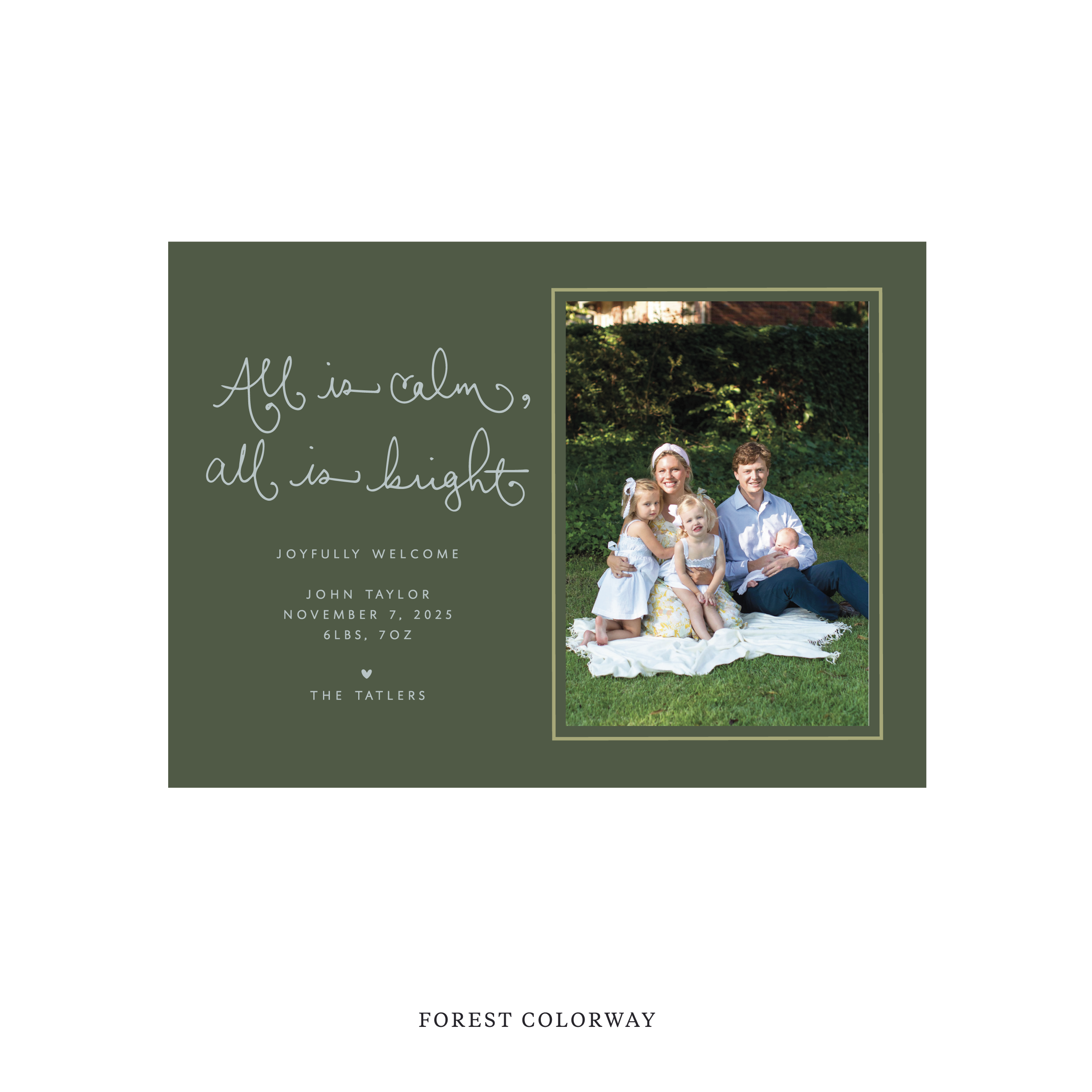 Tatler Classic Flat Print Holiday Card, Birth Announcement Medium
