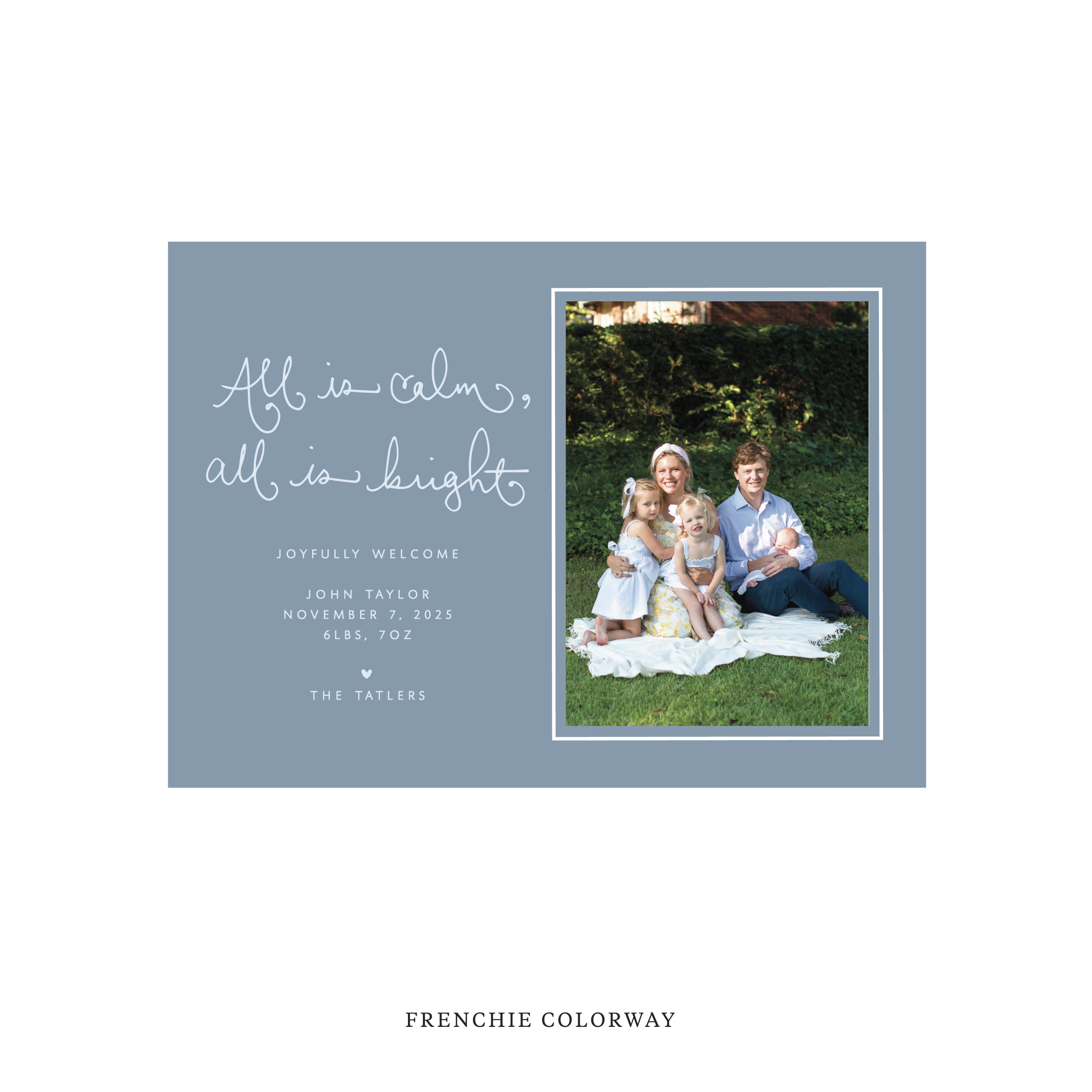 Tatler Classic Flat Print Holiday Card, Birth Announcement Medium
