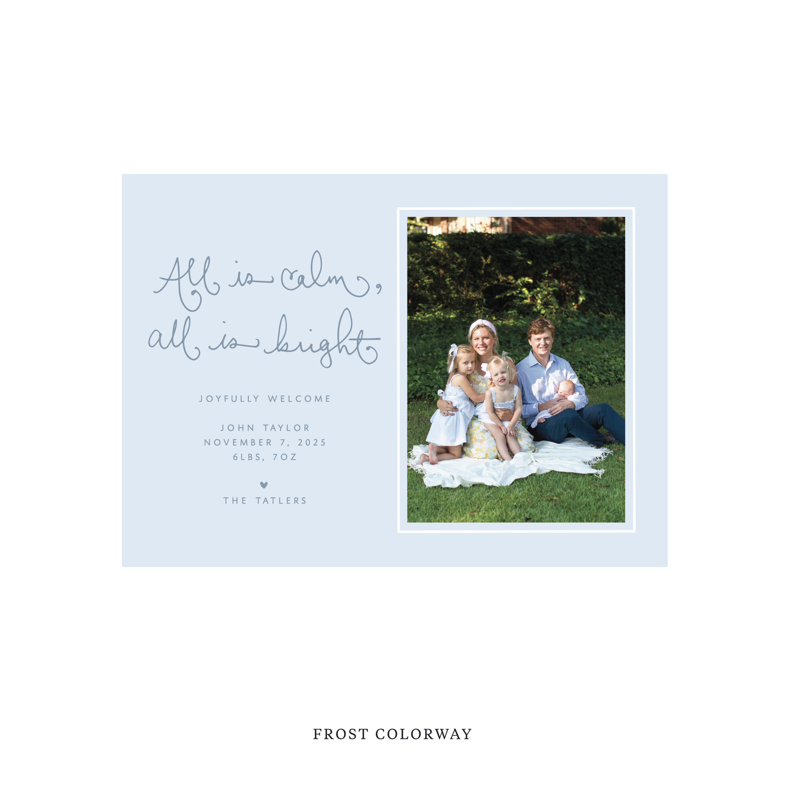 Tatler Classic Flat Print Holiday Card, Birth Announcement Medium