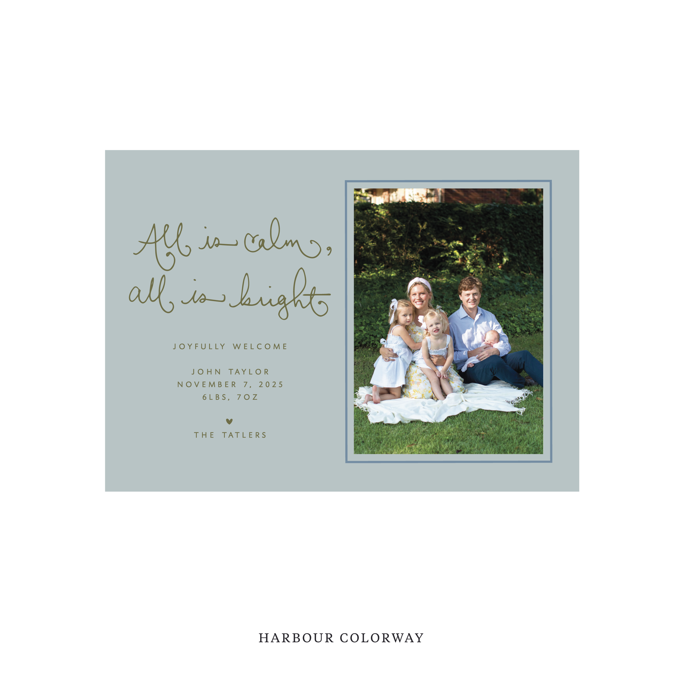 Tatler Classic Flat Print Holiday Card, Birth Announcement Medium