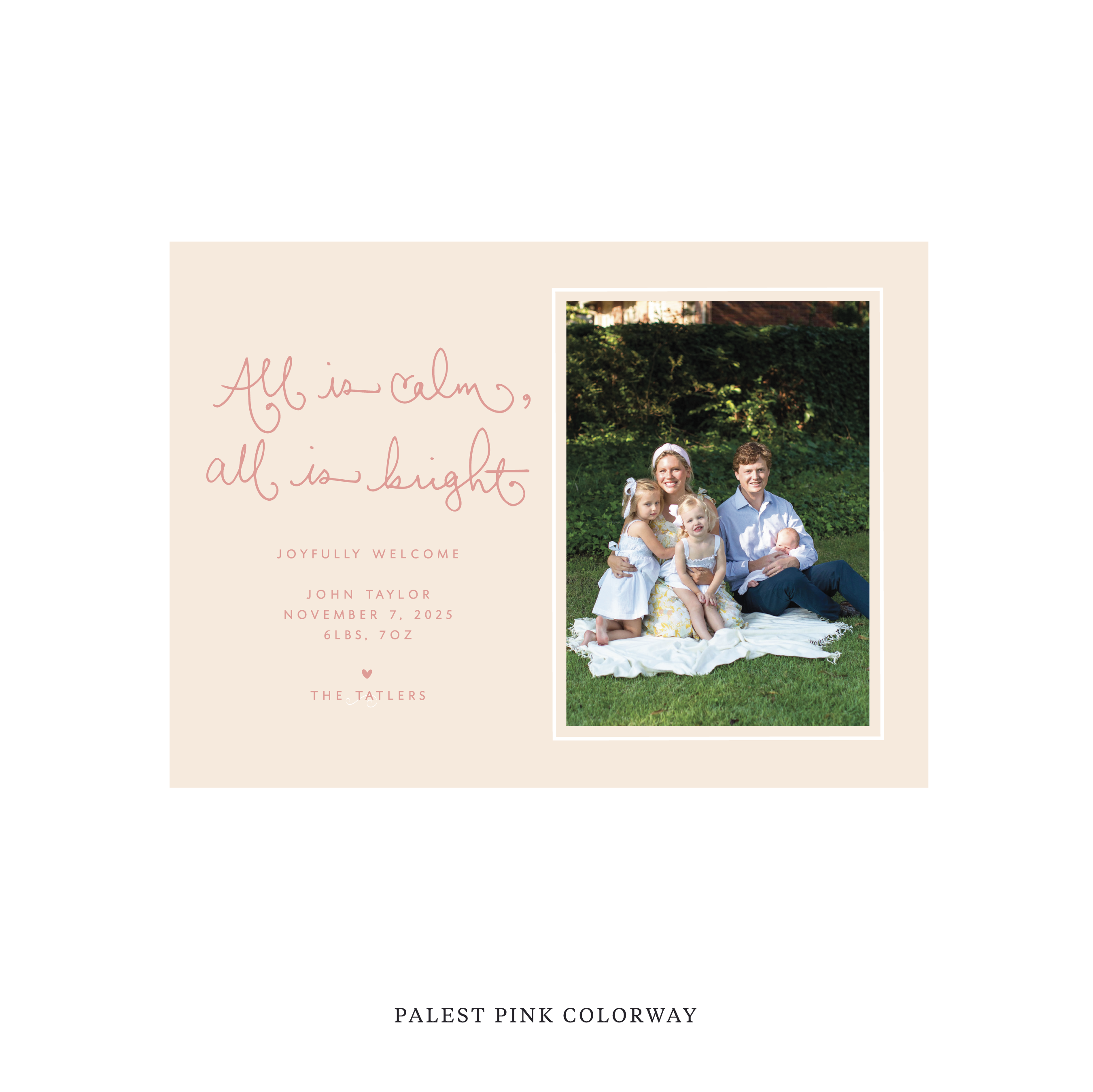 Tatler Classic Flat Print Holiday Card, Birth Announcement Medium