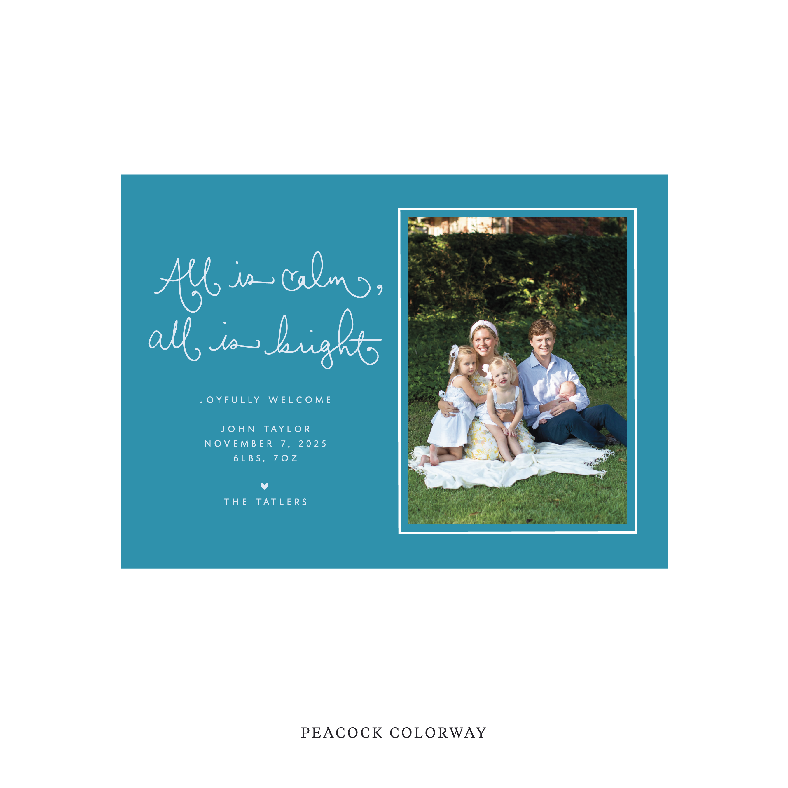 Tatler Classic Flat Print Holiday Card, Birth Announcement Medium