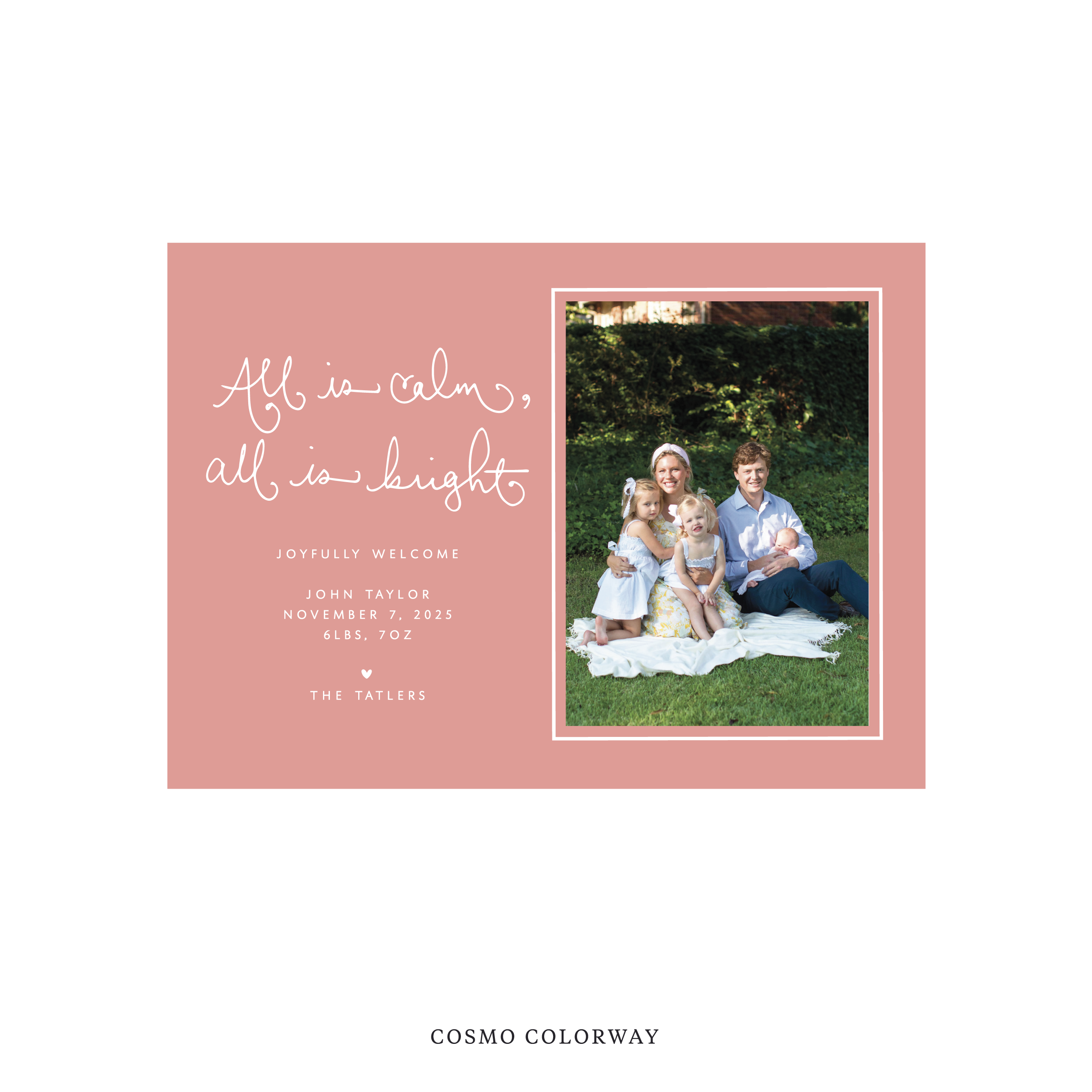 Tatler Classic Flat Print Holiday Card, Birth Announcement Medium