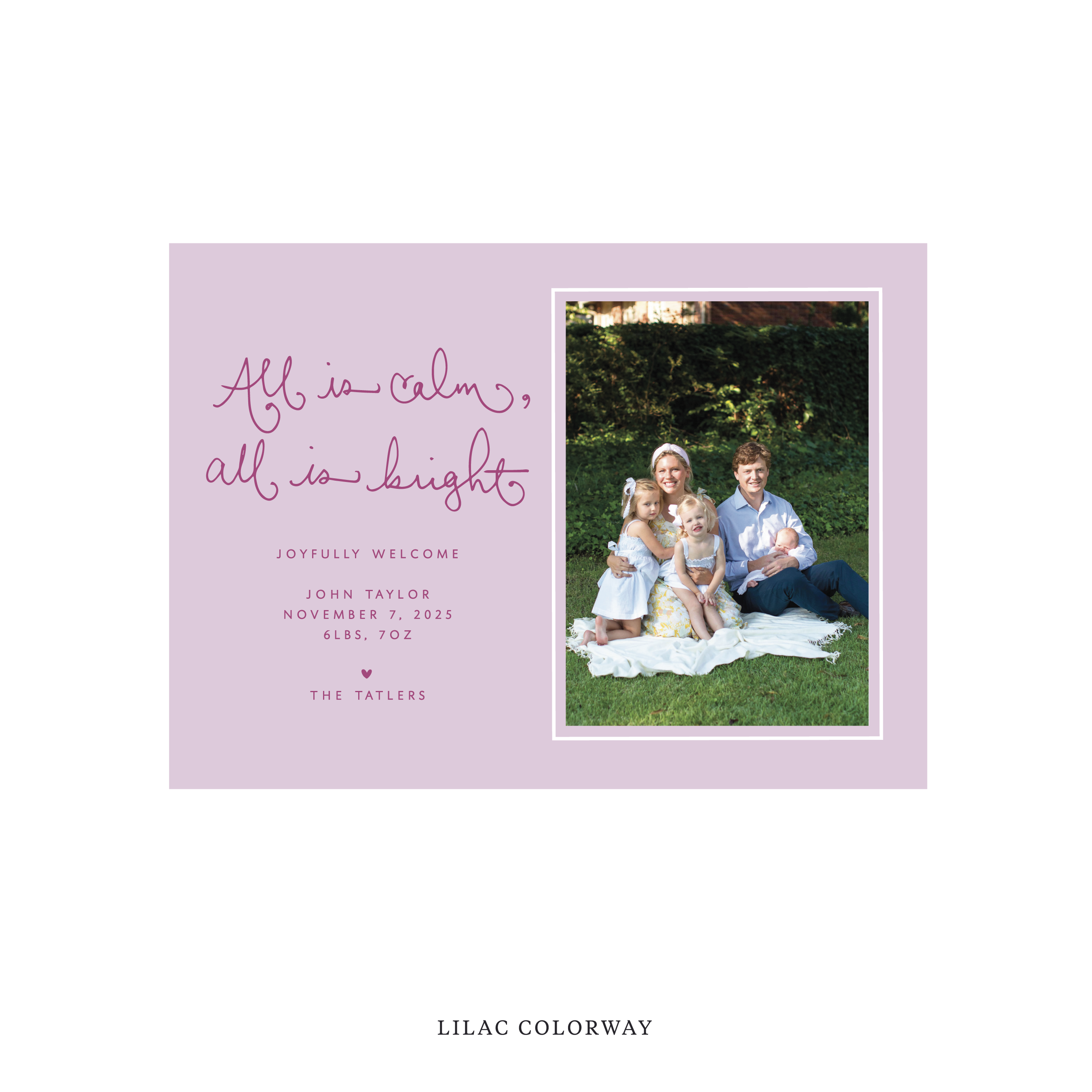 Tatler Classic Flat Print Holiday Card, Birth Announcement Medium