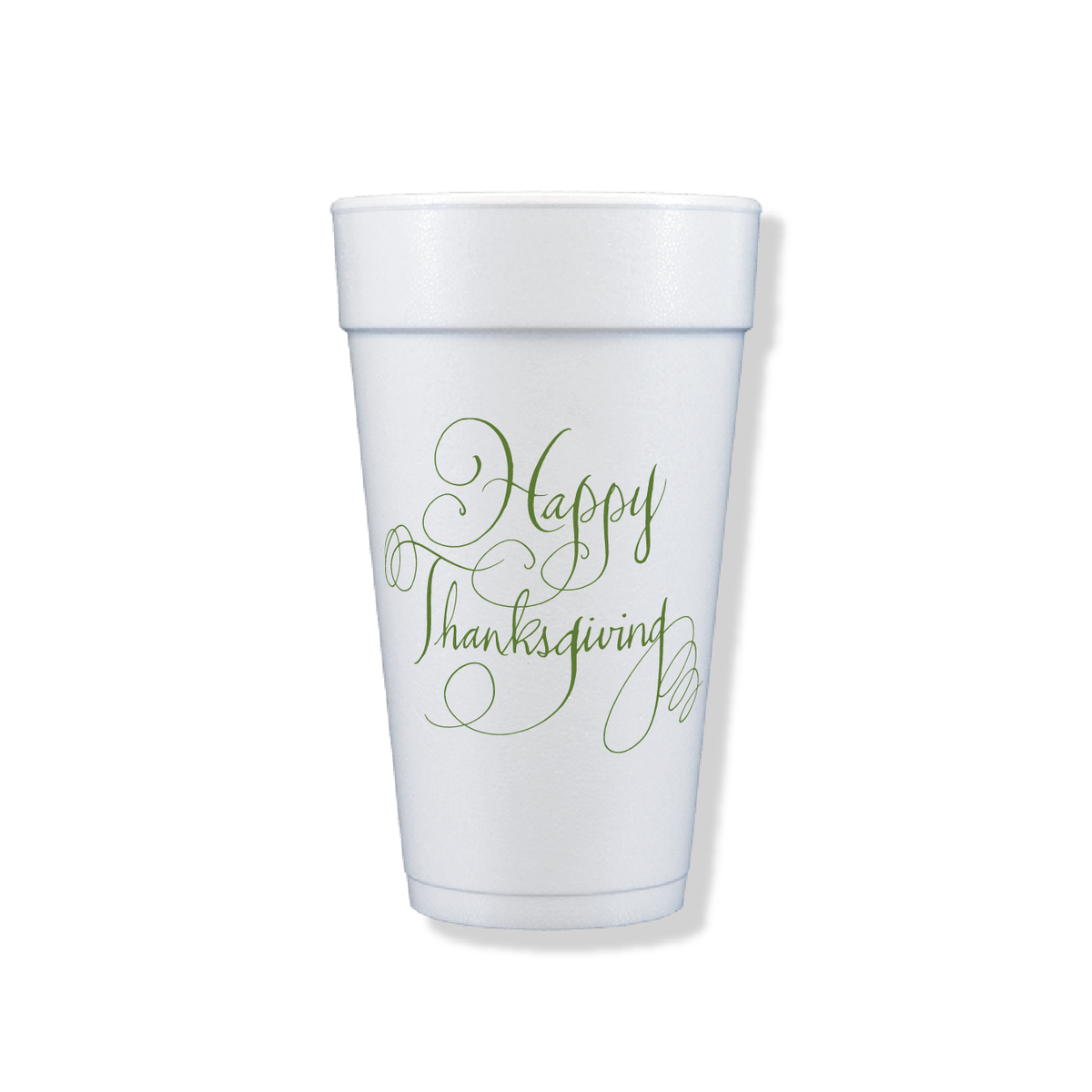 Happy Thanksgiving Moss Calligraphy Foam Cups, 20 oz