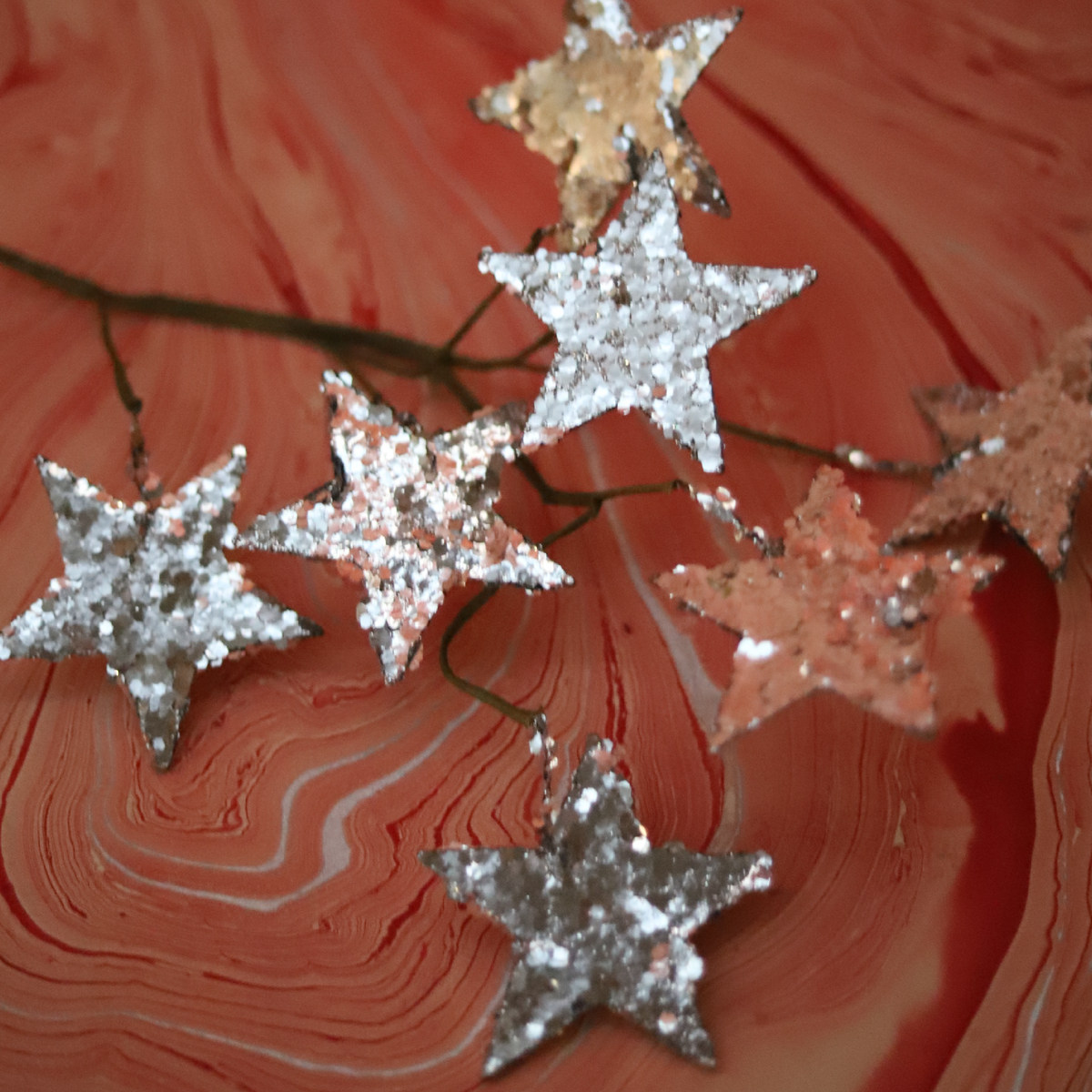 Starlight Silver Star Sprays, Set of 4