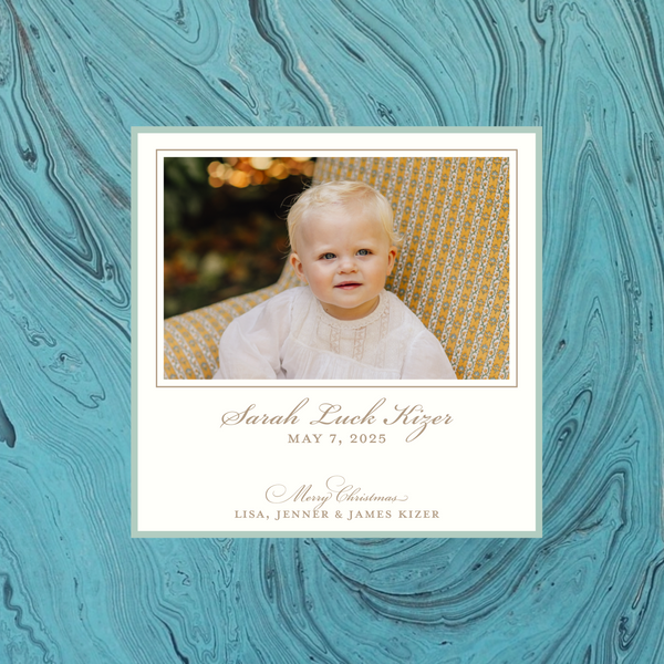 Laurel Petite Square Luxe Birth Announcement Holiday Card II