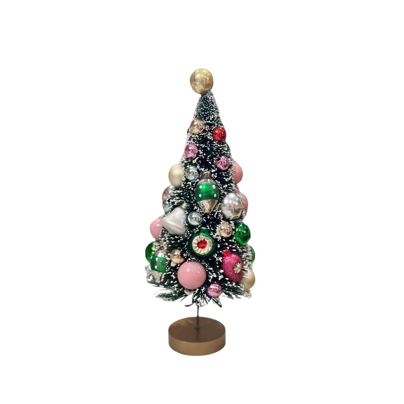 Pastel Ornament Bottle Brush Tree – 9.5"