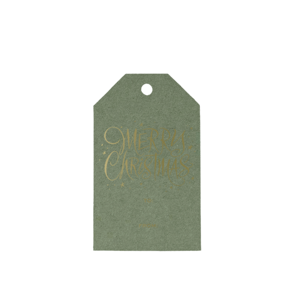 Merry Christmas Dark Sage with Gold Foil