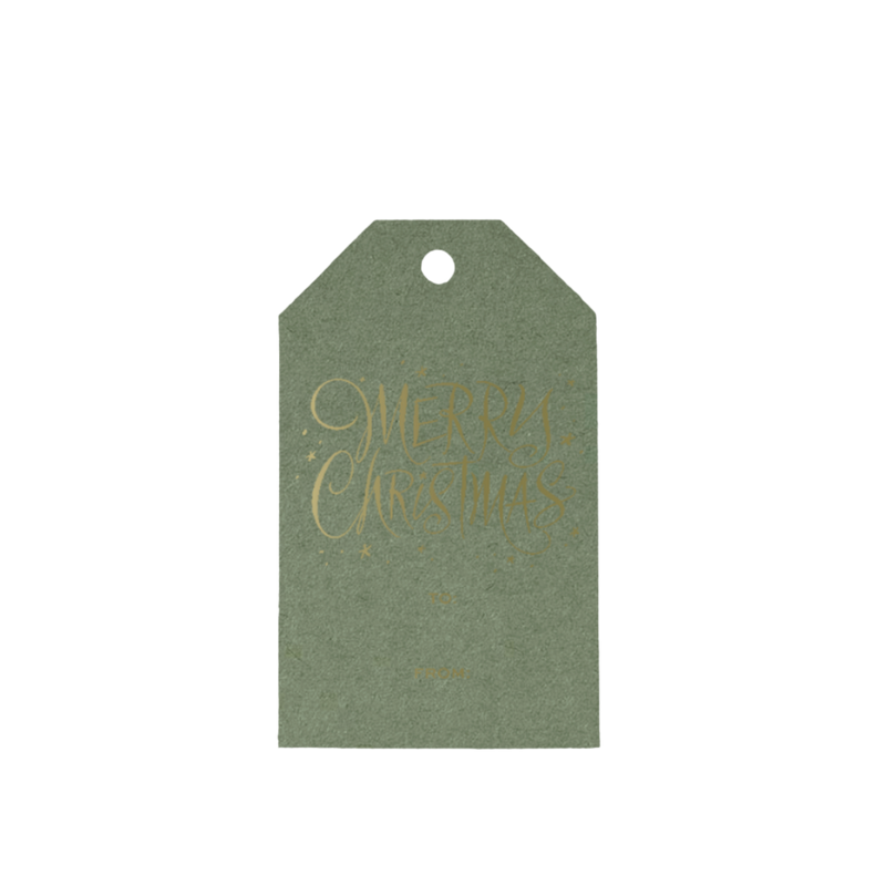 Merry Christmas Dark Sage with Gold Foil