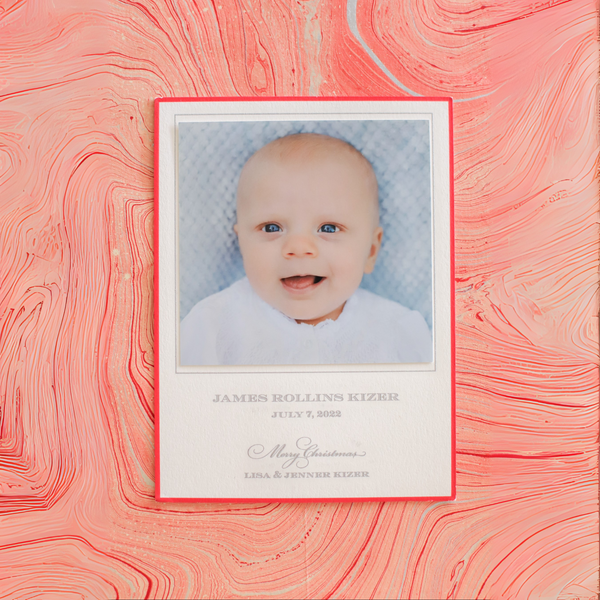 Laurel Medium Luxe Birth Announcement Holiday Card