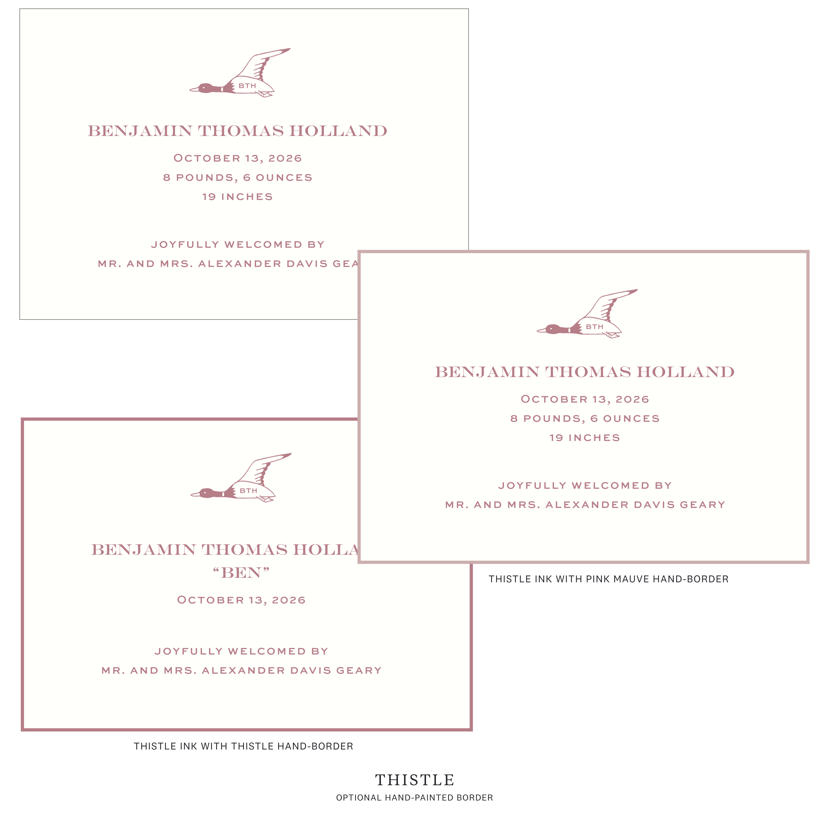 Hampstead Motif Birth Announcement