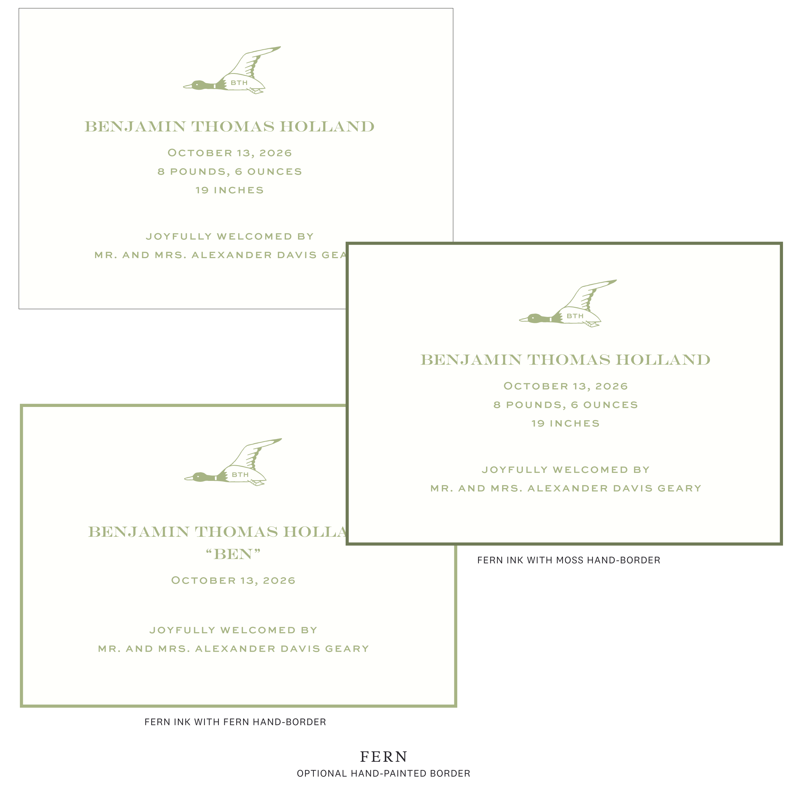 Hampstead Motif Birth Announcement