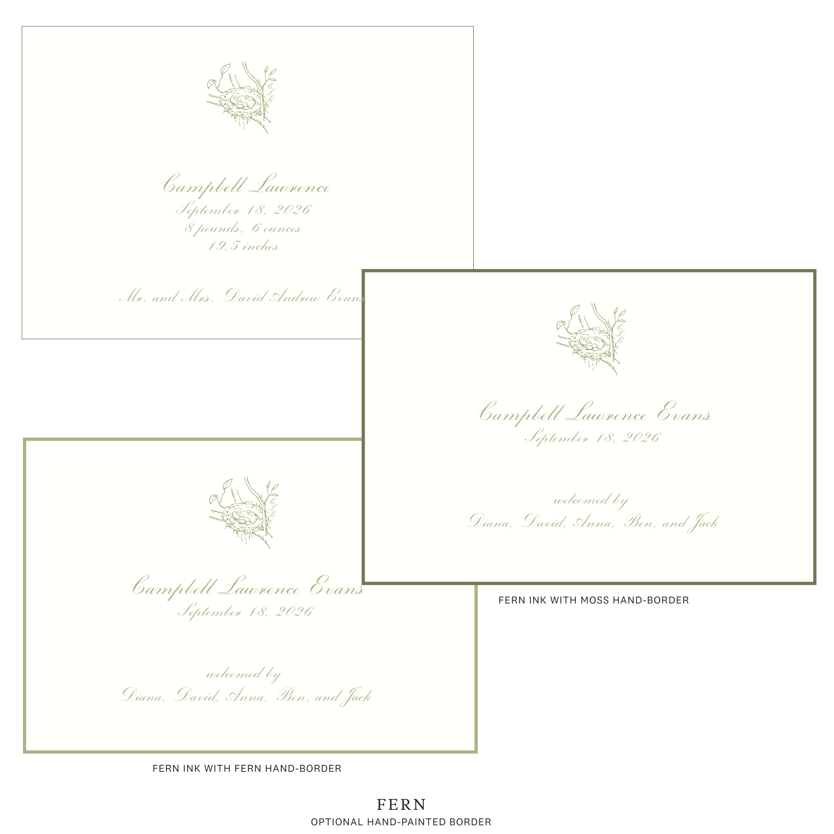 Surrey Motif Birth Announcement