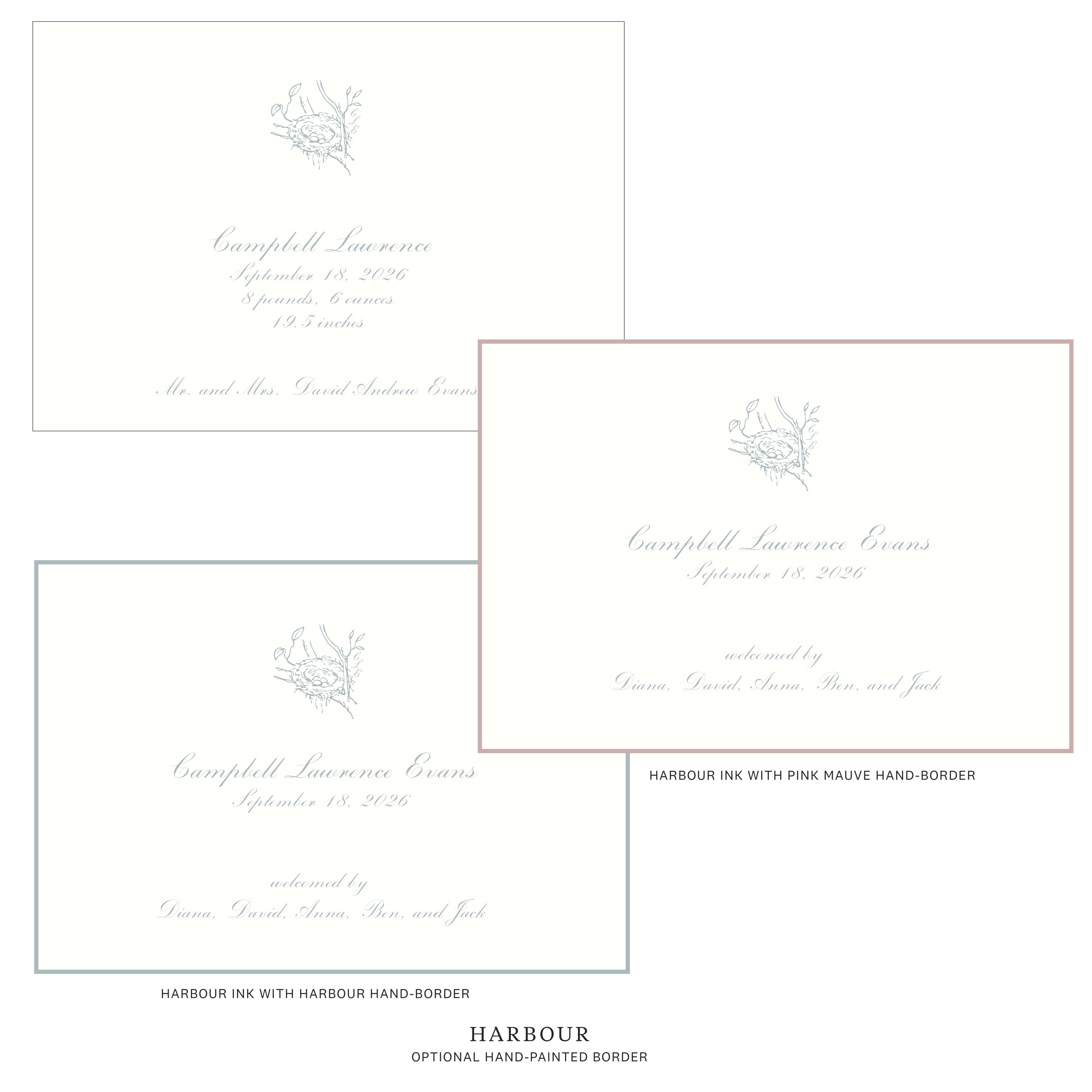 Surrey Motif Birth Announcement
